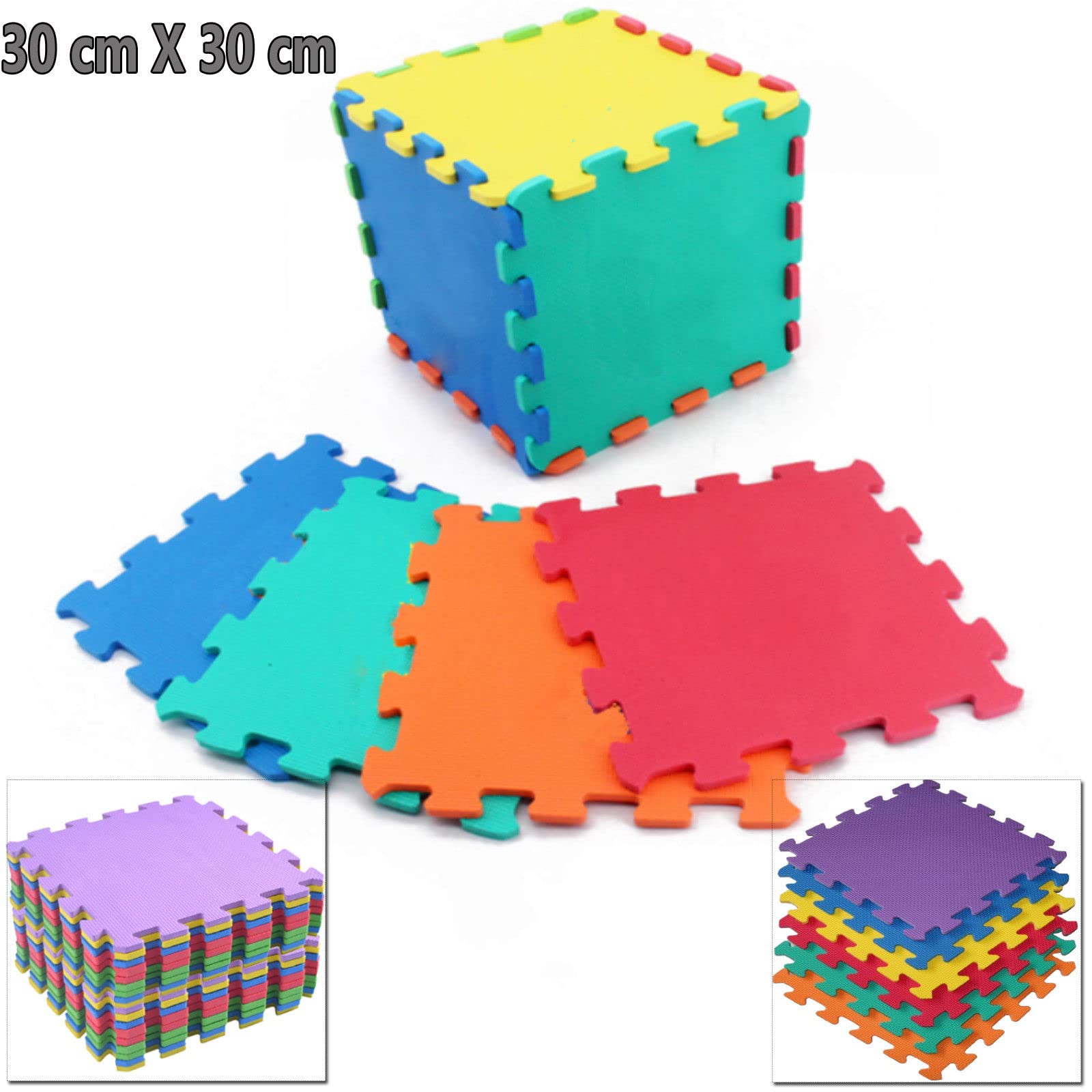 Tappeto Puzzle per Gattonamento Bambini - Set 18 Pezzi 30x30cm Con Bordo