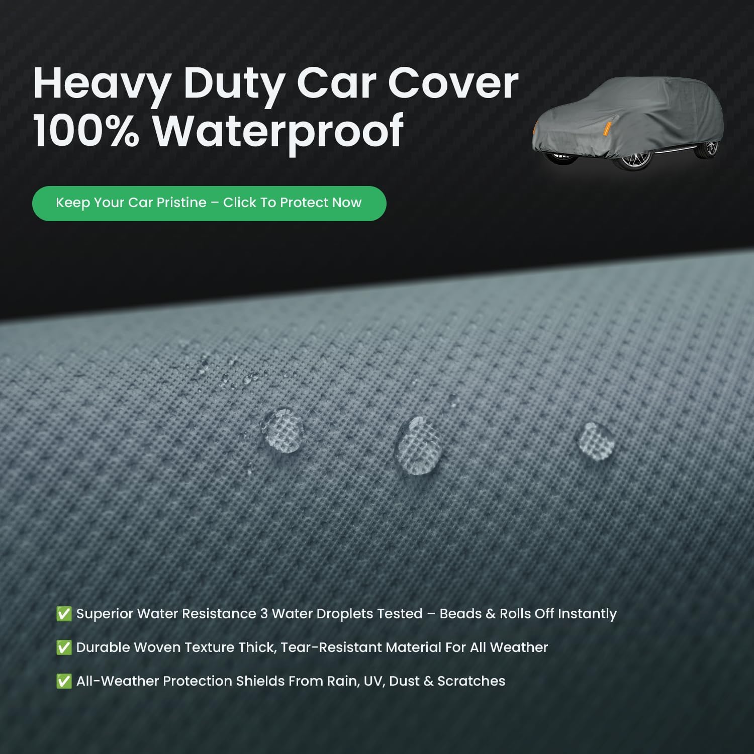 Waterproof Heavy Duty Car Cover Custom Fit Wrangler 2 Door CJ YJ JK JL(1987-2026), Outdoor Covers with Cotton Liner, Full Exterior Cover Sun Rain Snow UV Protection with Zipper Door