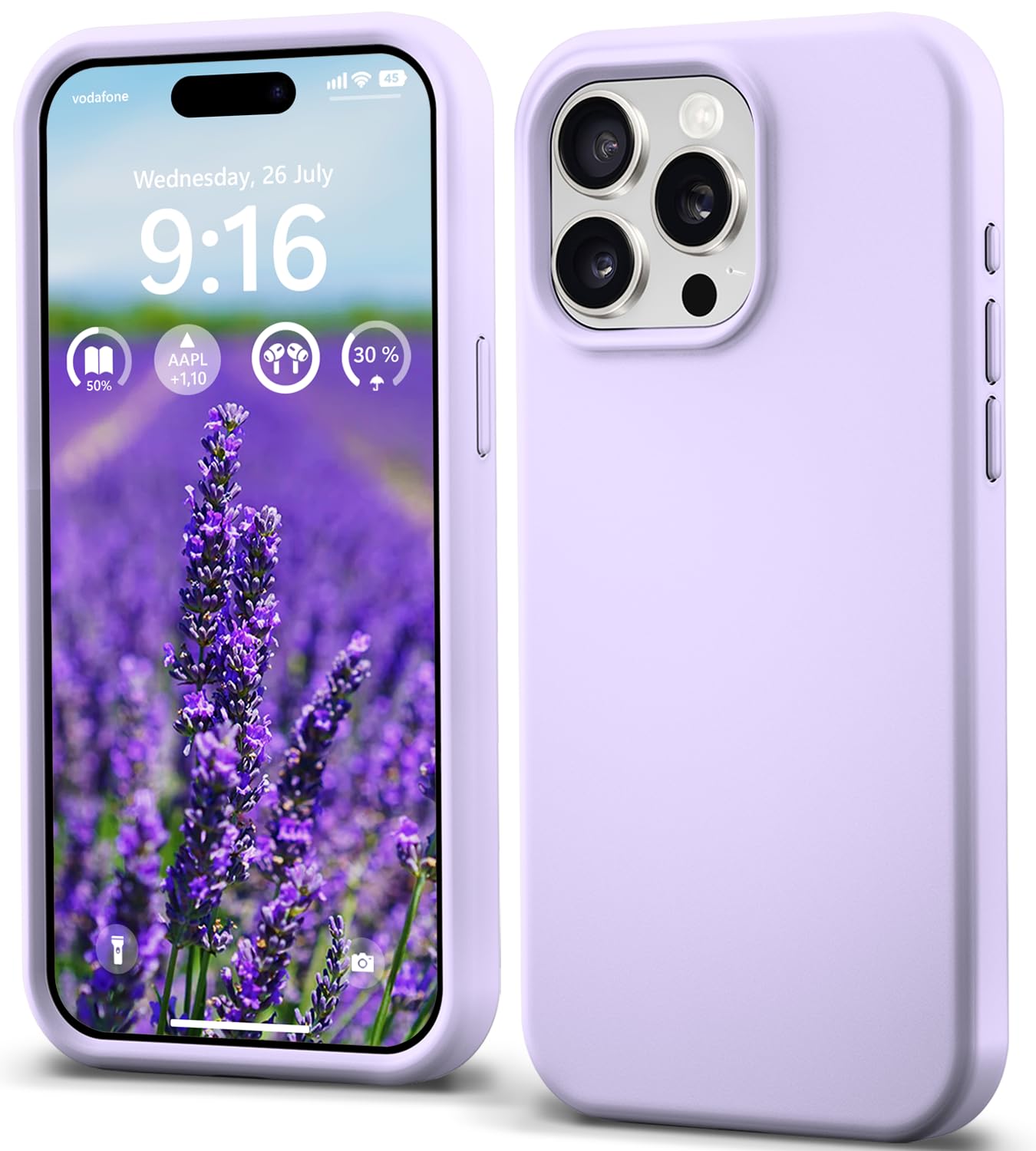 IceSword Compatible with iPhone 15 Pro Max Case Purple, Liquid Silicone Case Phone Cover Slim Protective, Soft Anti-Scratch Lavender Purple Pastel