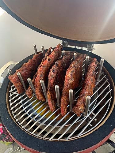 Miniatura 7 de MixRBBQ Bandeja de goteo de acero inoxidable, accesorio para asar huevos verdes grandes, también se adapta a parrillas de carbón Weber Kettle para