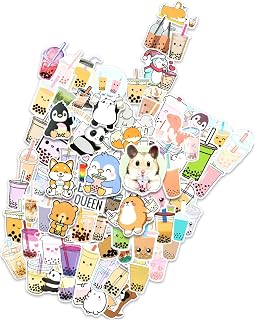 105 PCS Boba Stickers, Kawaii Bubble Tea Stickers Cute Stickers, Vinyl Boba Tea Stickers Milk Stickers for Water bottles Fridge Scrapbook Party Favors for Girls Teens Adults