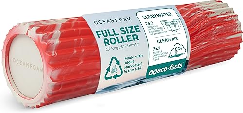 Miniatura 18 de Oceanfoam Tidal Roller - Rojo, Azul Marino Oscuro y Natural Marmóreo - Rodillo de espuma para masaje muscular para dolor de espalda y estiramiento -