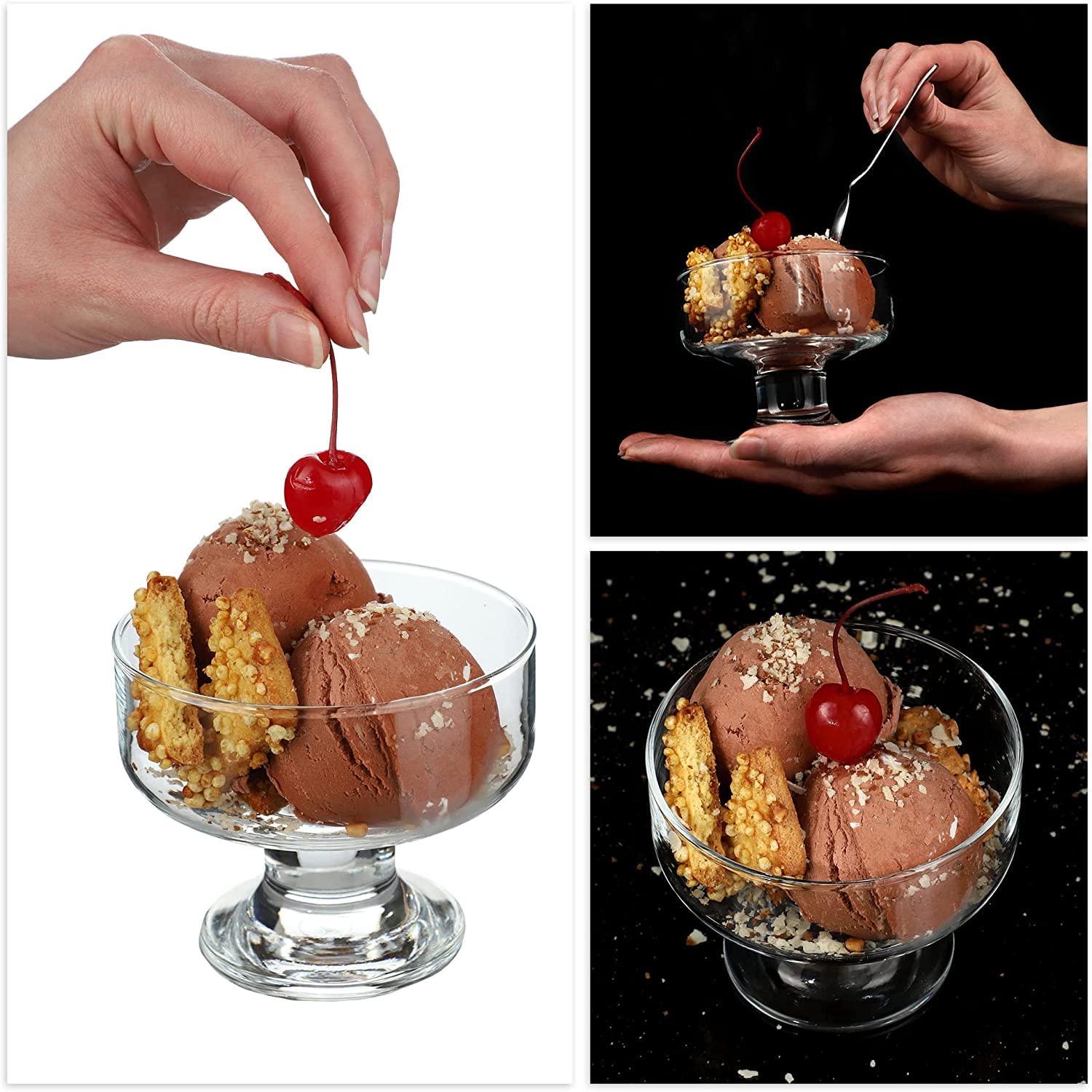 Mivana Sundae Glasses Bowl Dishes for Desserts, Milkshake,Fruit, Jellies and Ice Cream Glass Serving Cups 300 ML Perfect for Home, Restaurants and Parties Dishwasher Safe(Royal Bowls Set of 4) 3