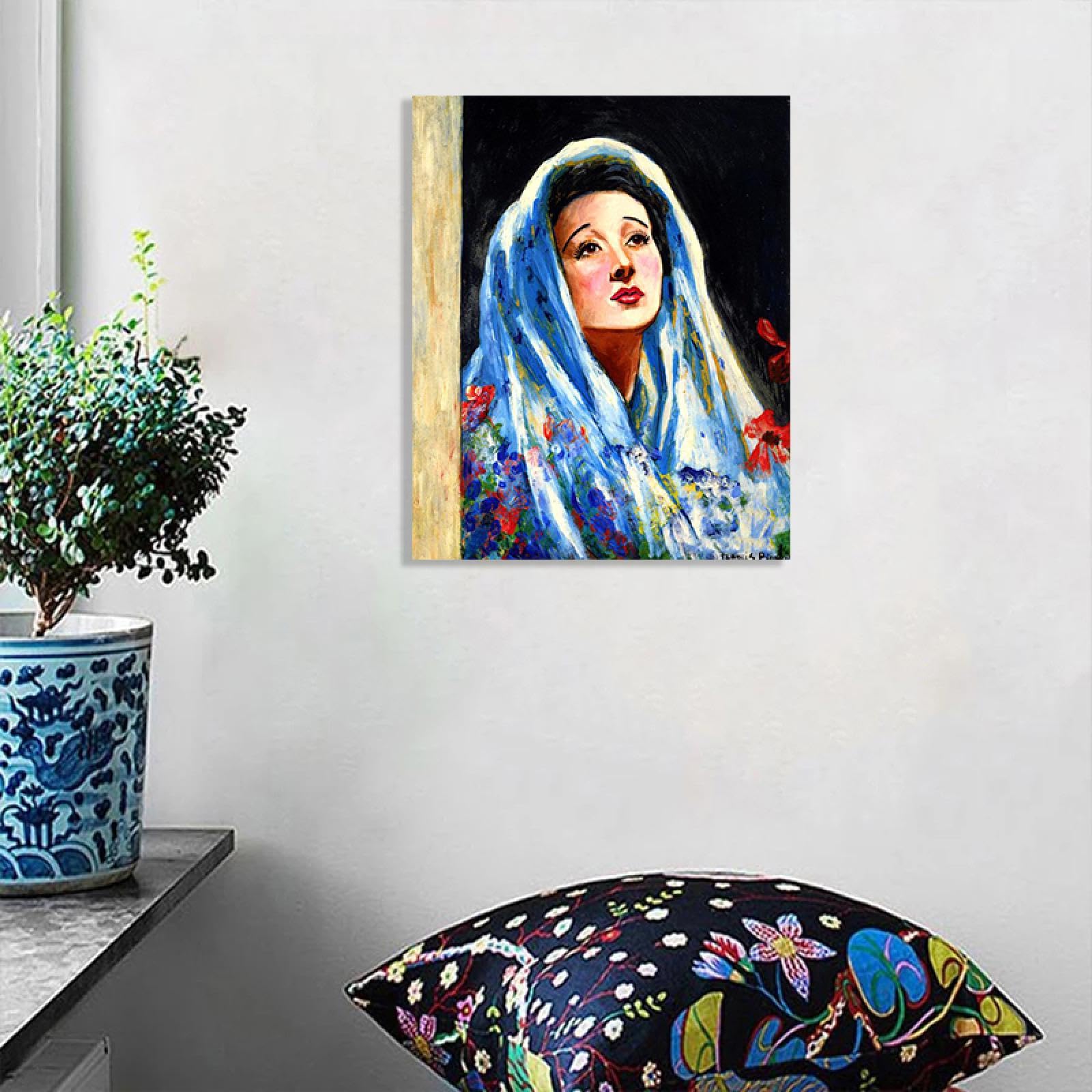 Amazon.com: MOBYAT Surrealism canvas wall art《Woman with a Blue