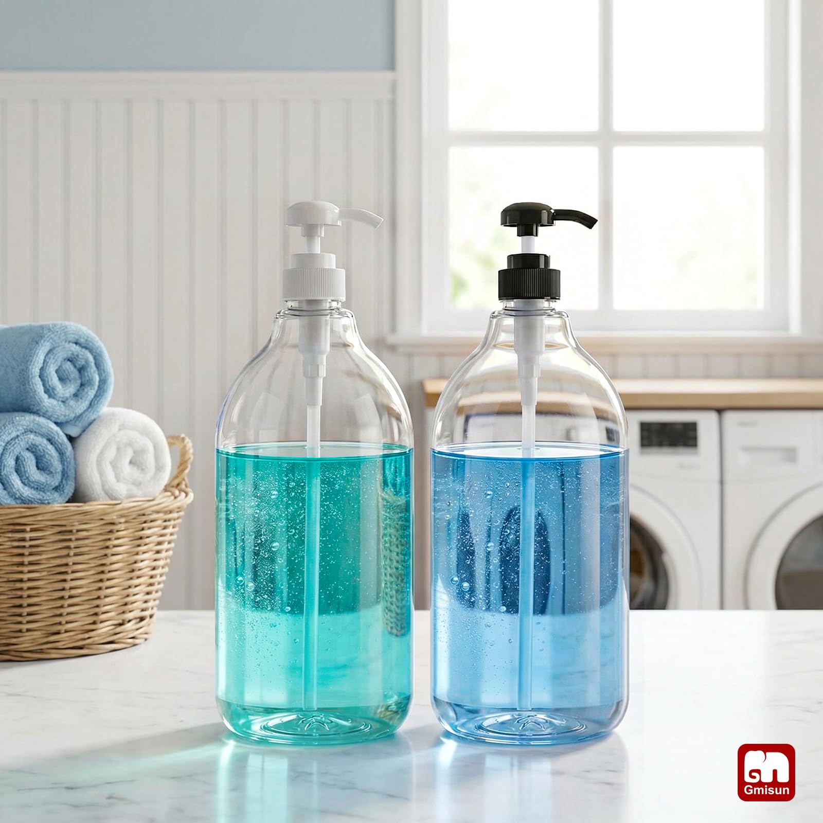 GMISUN Dispensador de jabón detergente para lavandería, dispensador de detergente líquido, contenedor para decoración de lavandería, organizador para detergente líquido, botella de almacenamiento de