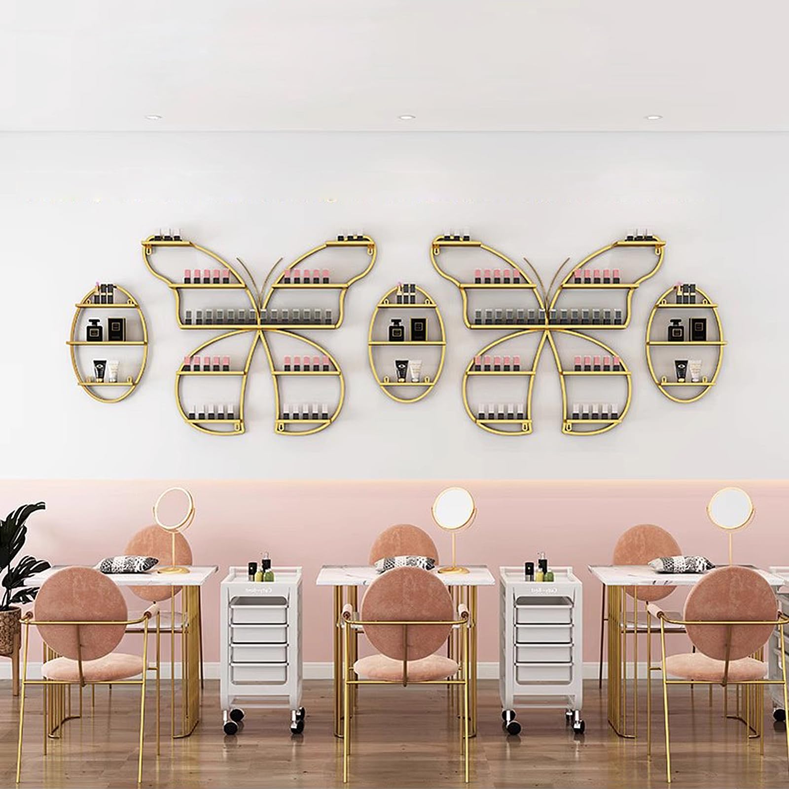 5 Tiers Nail Polish Wall Storage Rack Nail Polish Essential Oil Display Shelf in Nail Salon Wall Mounted