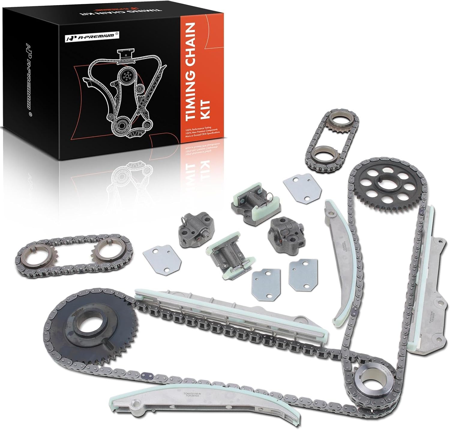 A-Premium Set of 19Pcs Engine Timing Chain Kit W/Tensioner & Guide & Sprocket [fits DOHC, V8 4.6L] Compatible with Ford Mustang 2001 & Lincoln Continental 2001-2002, Replace# F8AZ6256BA, 1R3Z6L253AA