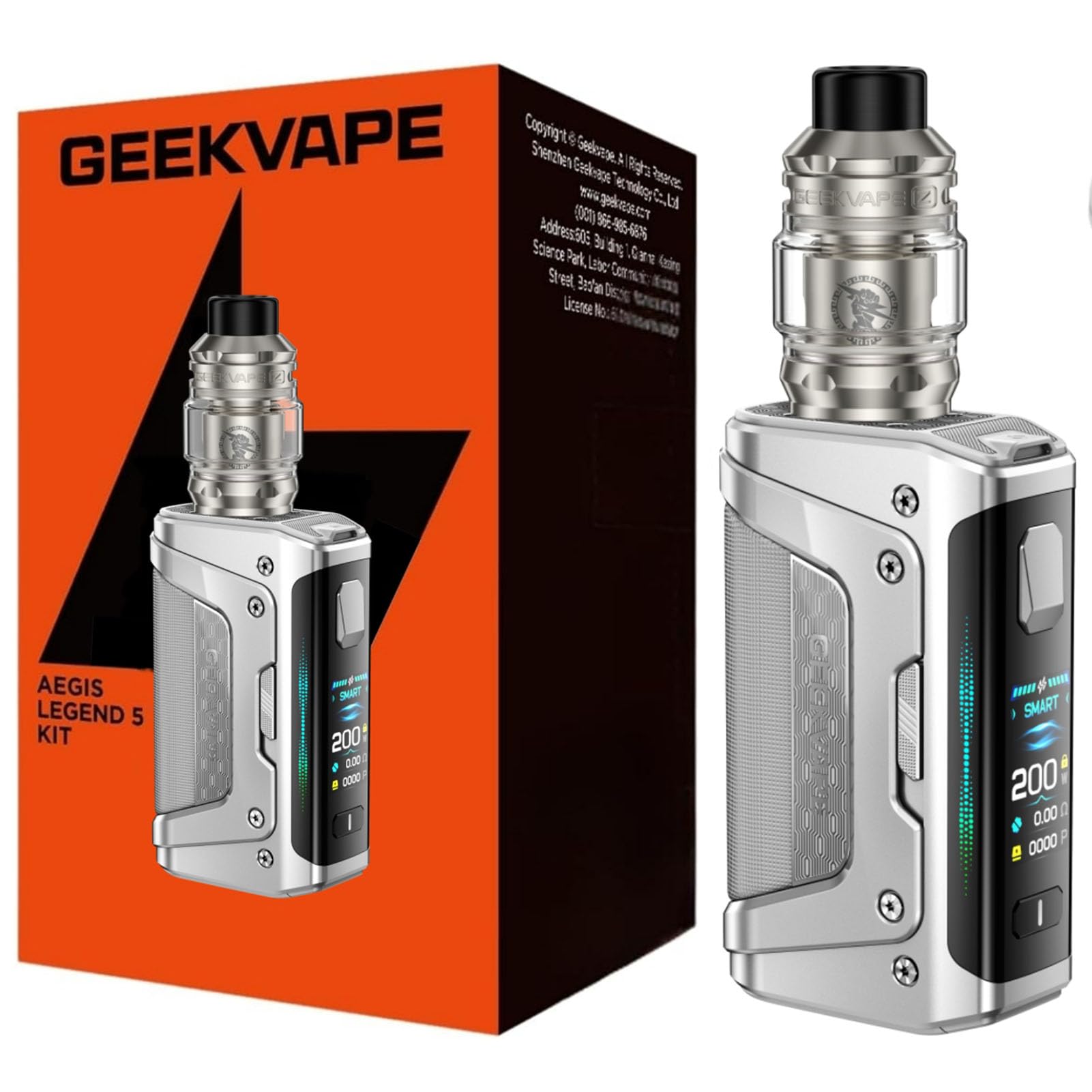 GEEKVAPE Aegis Legend 5 Mod Kit | Aegis Legend 5 Mod Box Mod TC 200W  (Batterie Non Incluse) avec Rservoir Sub Ohm Z 5.5ml, Coil Vape Z (Z0.15XM  / Z0.4 XM) :