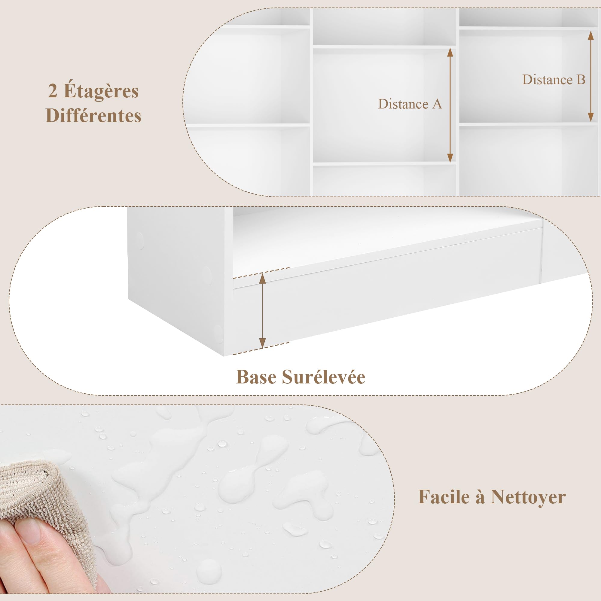 FirFurd Bibliothèque 188cm Bibliotheque avec 17 Étagères de Rangement Bibliotheque Meuble de Rangement pour Salon Bureau Cuisine Chambre 149x23.5x188cm Blanc