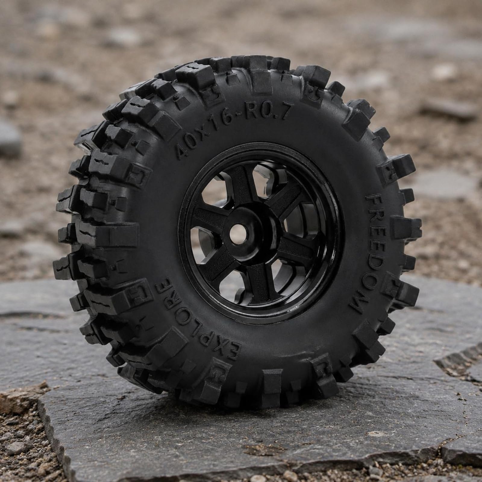 Cerchi per Veicolo RC Ruote Pneumatici Modellismo Mini Camion Fuoristrada in Lega di Alluminio E Gomma con Presa Adatti a Modelli Crawler Scenari, Nero