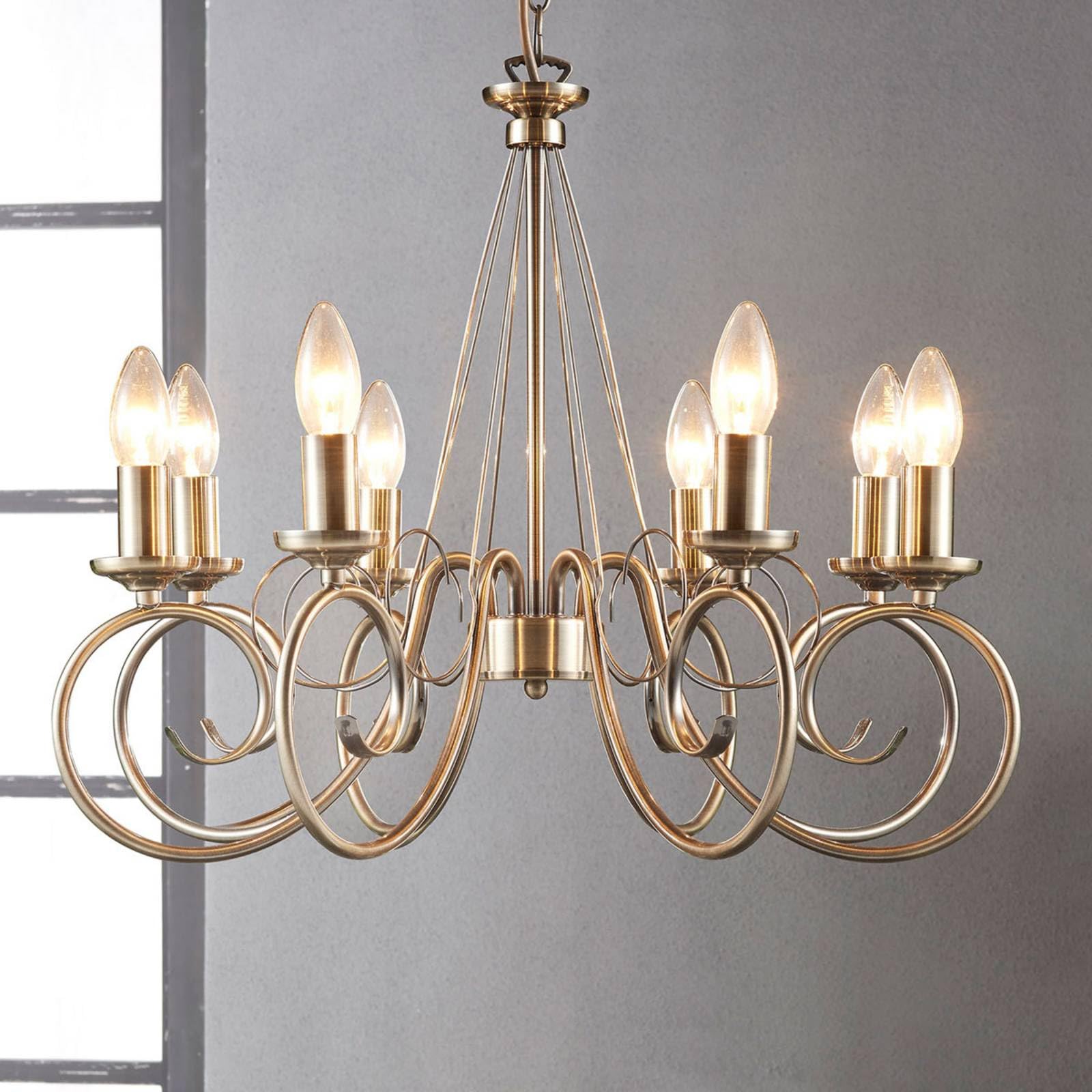 Lindby Kronleuchter Marnia (Retro, Vintage Antik) in Bronze aus Metall (8 flammig E14) - Pendelleuchte Hängelampe Lüster Lampe Deckenleuchte Deckenlampe Wohnzimmerleuchte