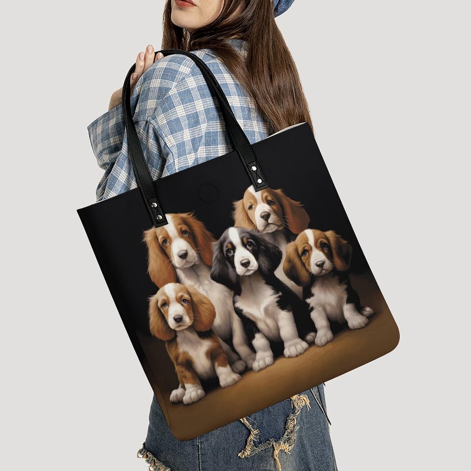 Cute Dogs Handbags Large Capacity, Tote Bag Stylish Slouchy, Shoulder Bags for Work Beach Travel And Shopping Grocery.