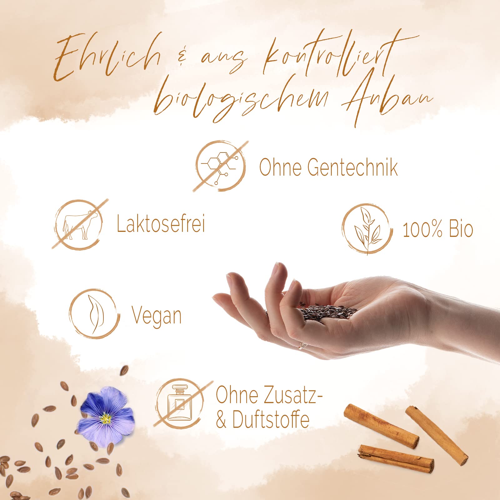 Sannis Bio-Leinöl mit Zimt 250 ml I Leinsamenöl aus kontrolliert biologischem Anbau I kaltgepresst & ungefiltert I reich an Omega-3-Fettsäuren I Leinöl ideal für Müsli, Quark & Joghurt