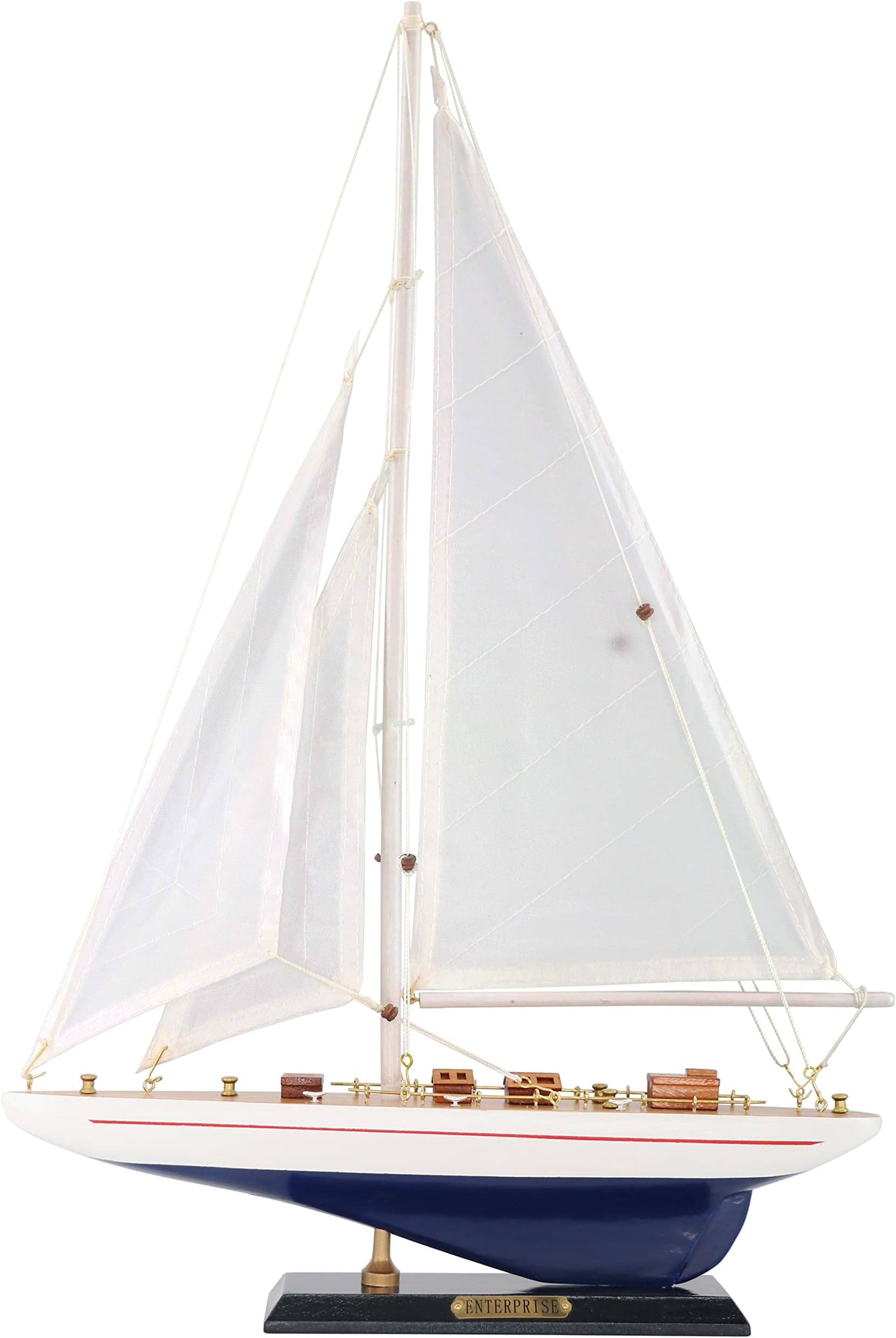 Wooden Sailing Boat Sailboat Yacht Model 19" Endeavour Enterprise Scale Replica Nautical Decor Corporate Personalized Gift (Enterprise 19inch)