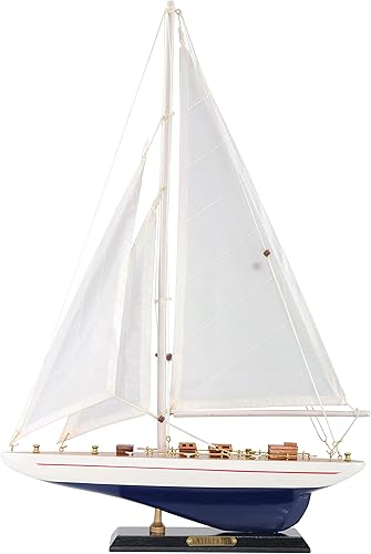 NAUTIMALL Velero de madera, modelo de yate, 19 pulgadas, escala empresarial, réplica de decoración náutica, regalo personalizado corporativo