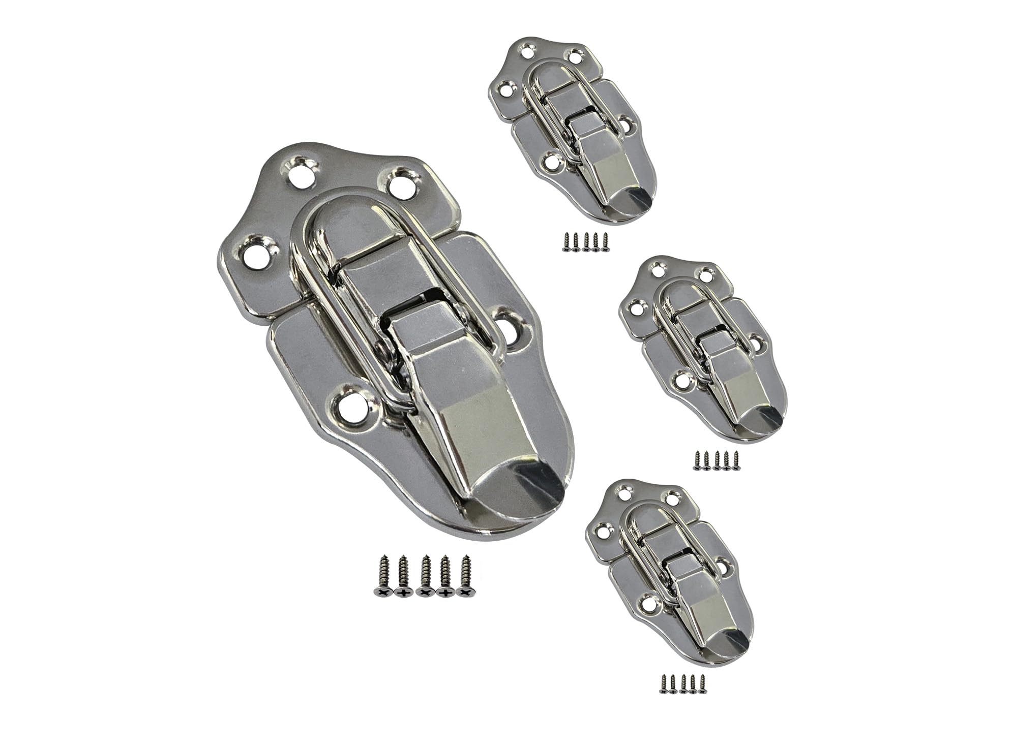 QCAA Toggle Hasp Latch for Small Metal Box, 38mm x 70mm, Nickel, Made in Taiwan, 4 Pack