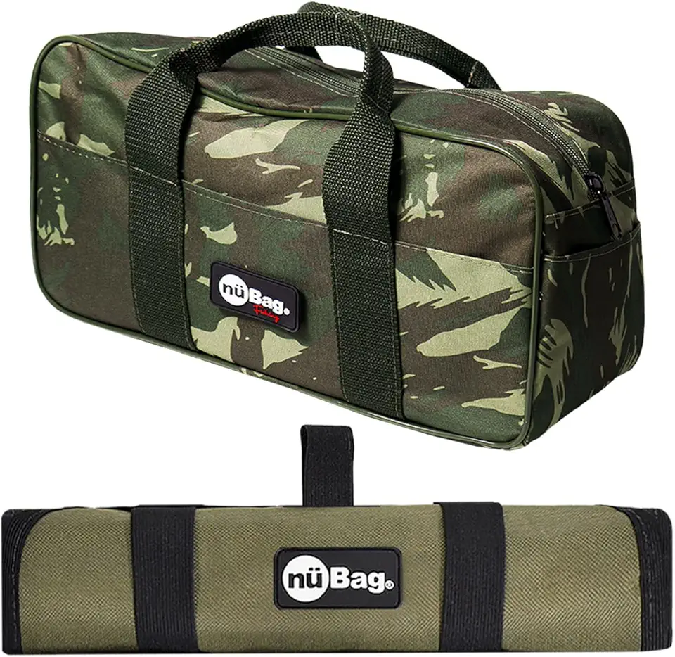 Kit Pesca Bolsa Pequena de Mão Camuflada e Porta Anzol Empate Acessórios Organizados Leve e Fácil Nü Bag (Porta Anzol - Verde Musgo)