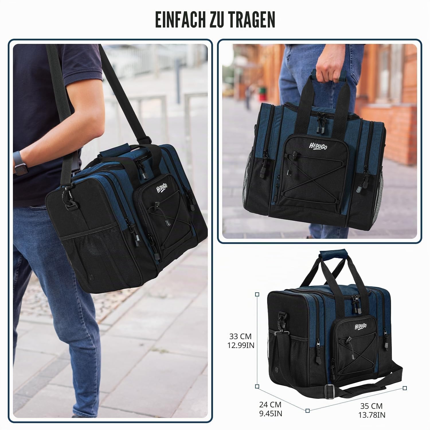 Bowlingballtasche – Einzelball-Tragetasche mit Schaumstoffkissen, gepolstertem Gurt für Damen und Herren, passend für Bowlingschuhe bis Herrengröße 42 und Zubehör