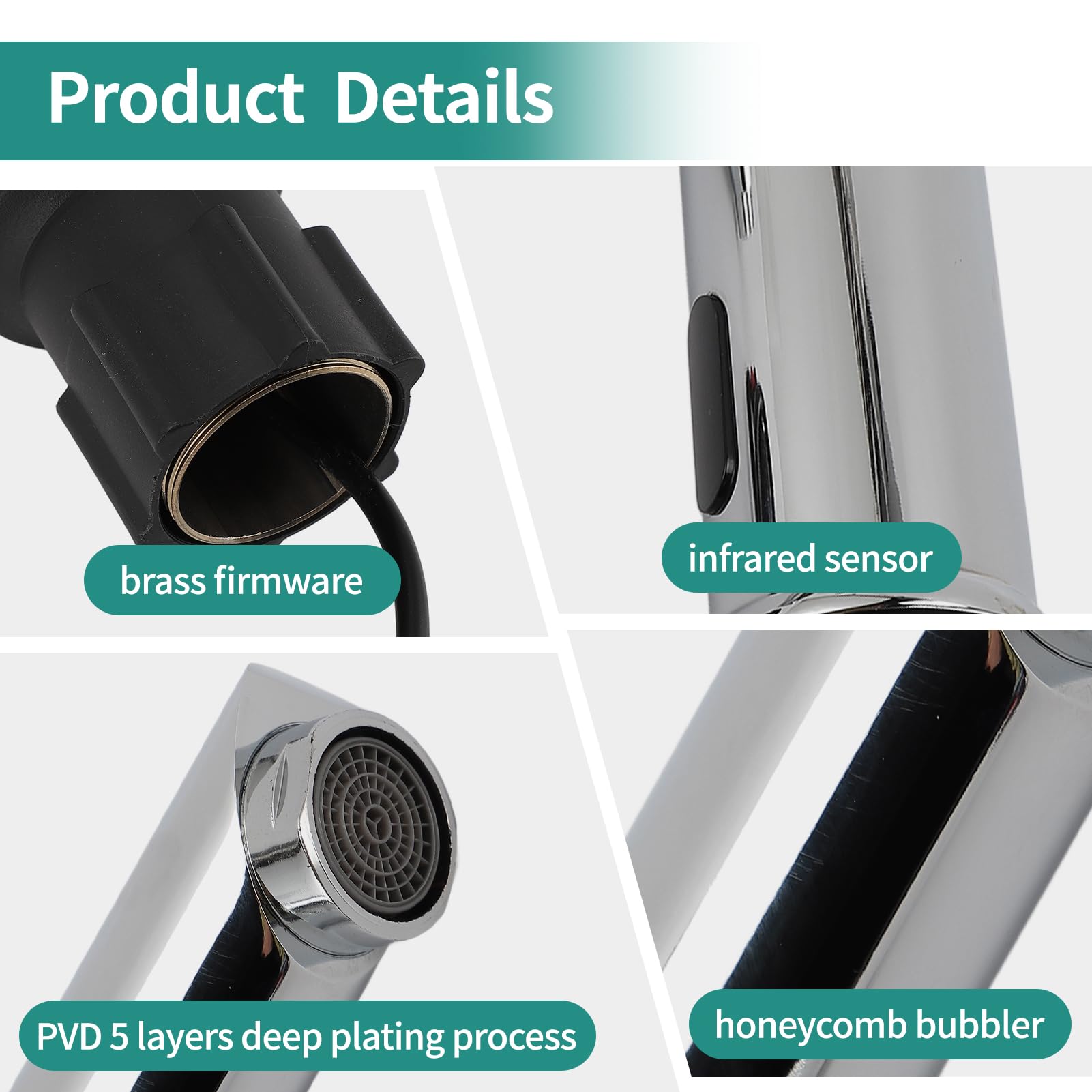 Gugxiom Touchless Bathroom Faucet, Grifo Automático con Sensor Grifo de Latón 1 Agujero, Grifo para Bathrooms Kitchens Toilets