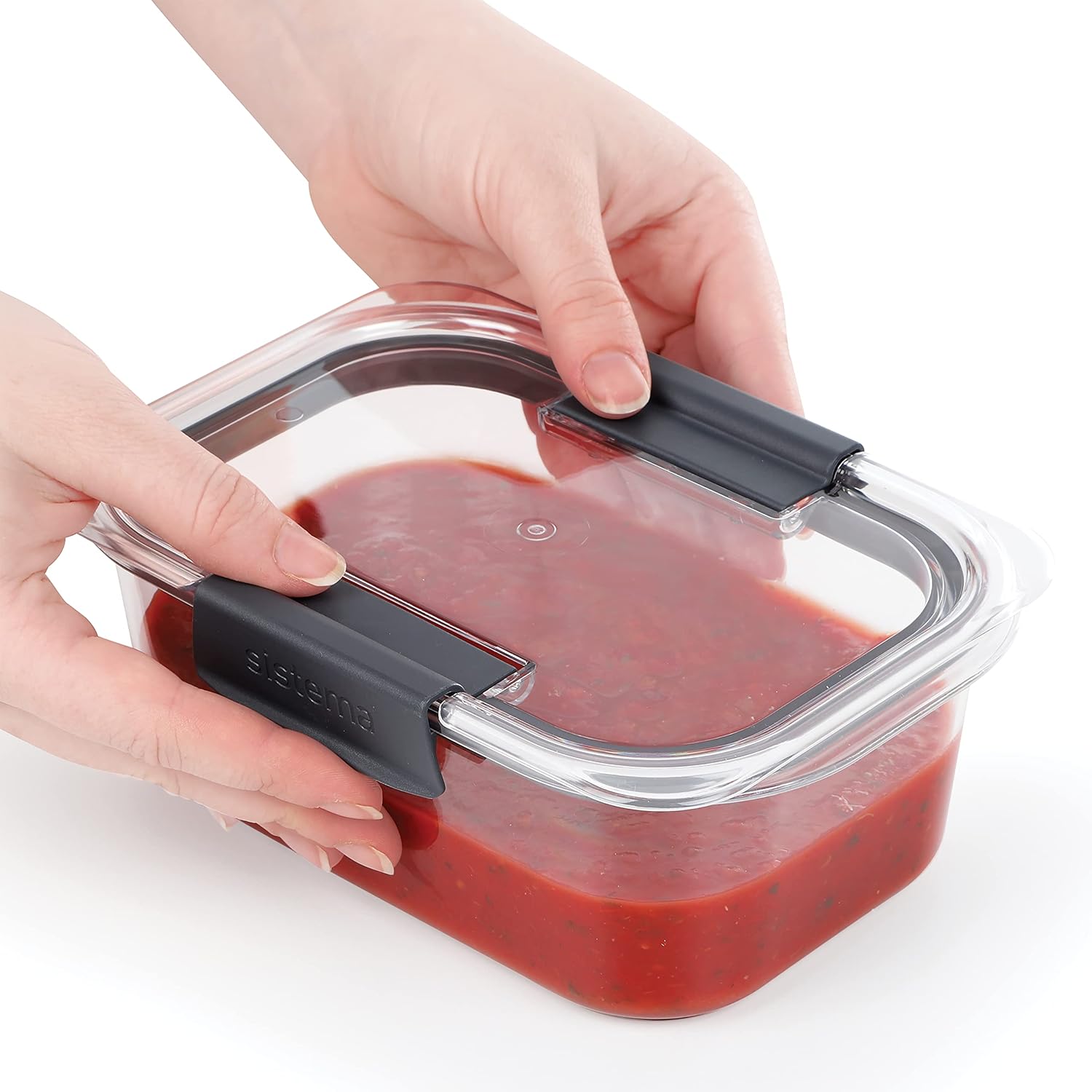 Sistema Brilliance Leakproof Food Storage Container | Stain and Odour Resistant | Microwave Steam Vents | 380 ml | BPA-Free | Black Clips | 2 Count (Pack of 1) image 5