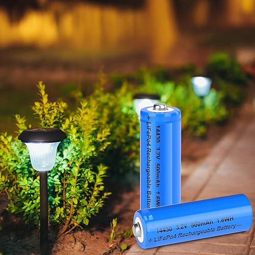 14430 LiFePo4 3.2v Rechargeable Batteries, 500mAh for Outdoor Solar Garden Lights, Tooth Brush, Shaver, Flashlight (8 Pack)(8 Pack)