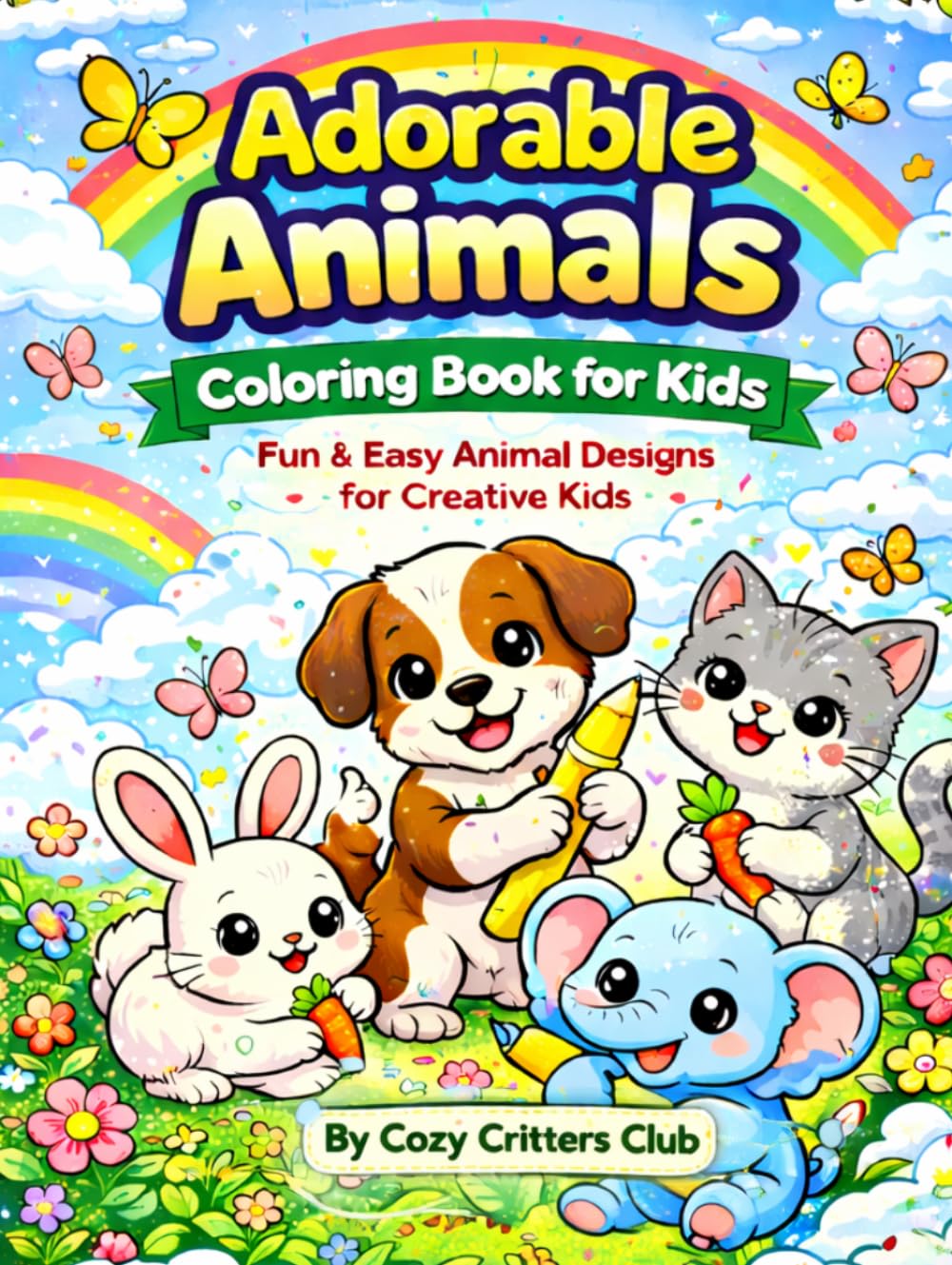 Adorable Animals Coloring Book for Kids: Easy and cute Animal Pages for Toddlers Ages 2–4 | Big, Bold, Simple Designs (Cozy Critters Coloring Adventures)