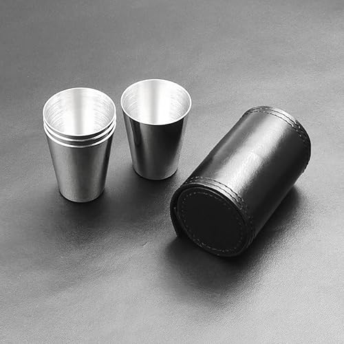 Miniatura 9 de iSavage Vasos de chupito con funda de cuero negro de 1.2 onzas cada juego de 4 vasos de acero inoxidable 188, 1 bolsa reutilizable - YM201