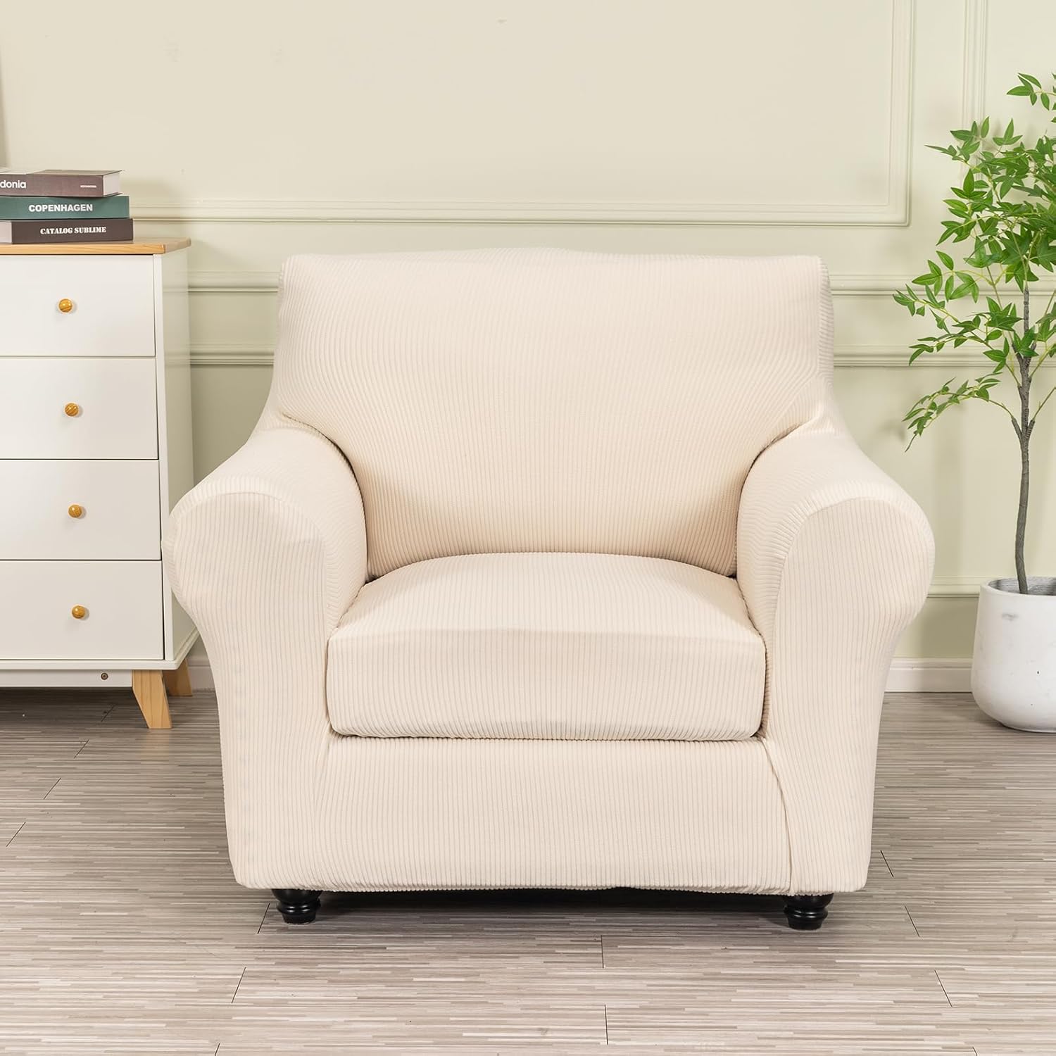 NILUOH Washable Stretch 2 Piece Chair Covers for Living Room – Pet & Kid Friendly, Stain Resistant Furniture Protector, Elastic Fitted Slipcover for Easy Installation and Home Decor