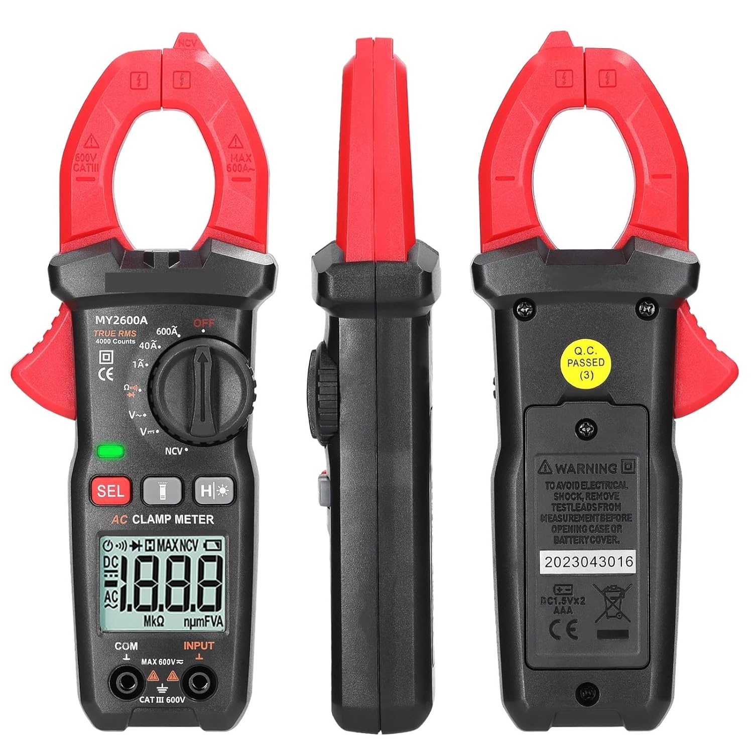 Digital Clamp Meter 600V Voltmeter Tester Amp Volt Meter NCV Test Current Resistance Diodes Continuity Measurement Device