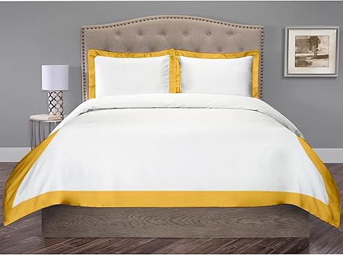 Hotel Luxury - Juego de funda de edredón de 3 piezas de doble tono, 850 hilos, 100% algodón orgánico, colección de ropa de cama de alta calidad,