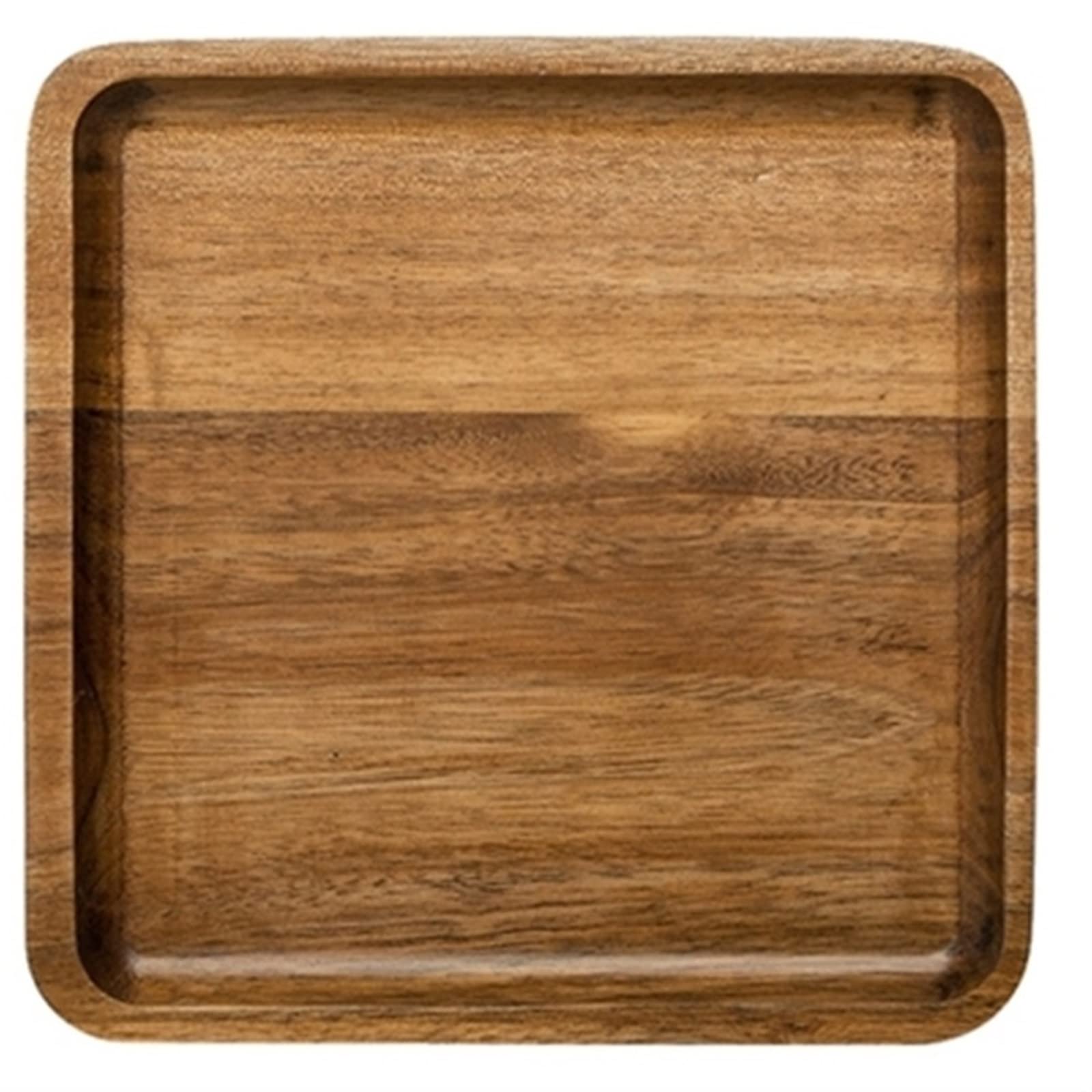 JINGYAN Breakfast Trays Wood Square Dinner Plates, Plate,Wooden For Meal, Dessert, Charger, Serving Tray