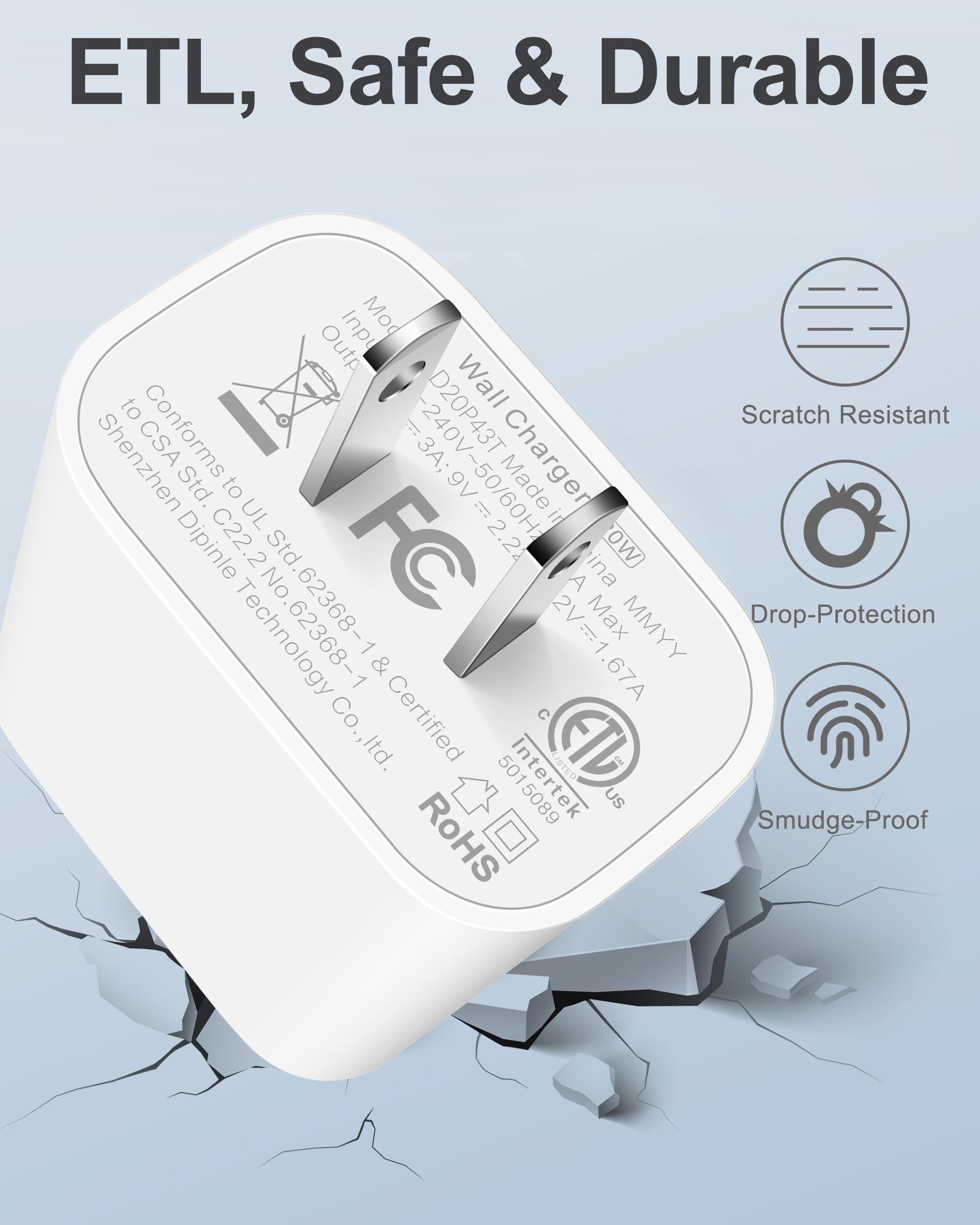 30W USB C Fast Charger for MacBook Air 13/12 inch M1/M2, 2022 2020 2019 2018 Laptop, iPhone 16/15 Pro Max, iPad Pro 12.9/11 inch, Air, PD Wall Charging Block + 6FT USB-C Power Cord Gift for Men Women