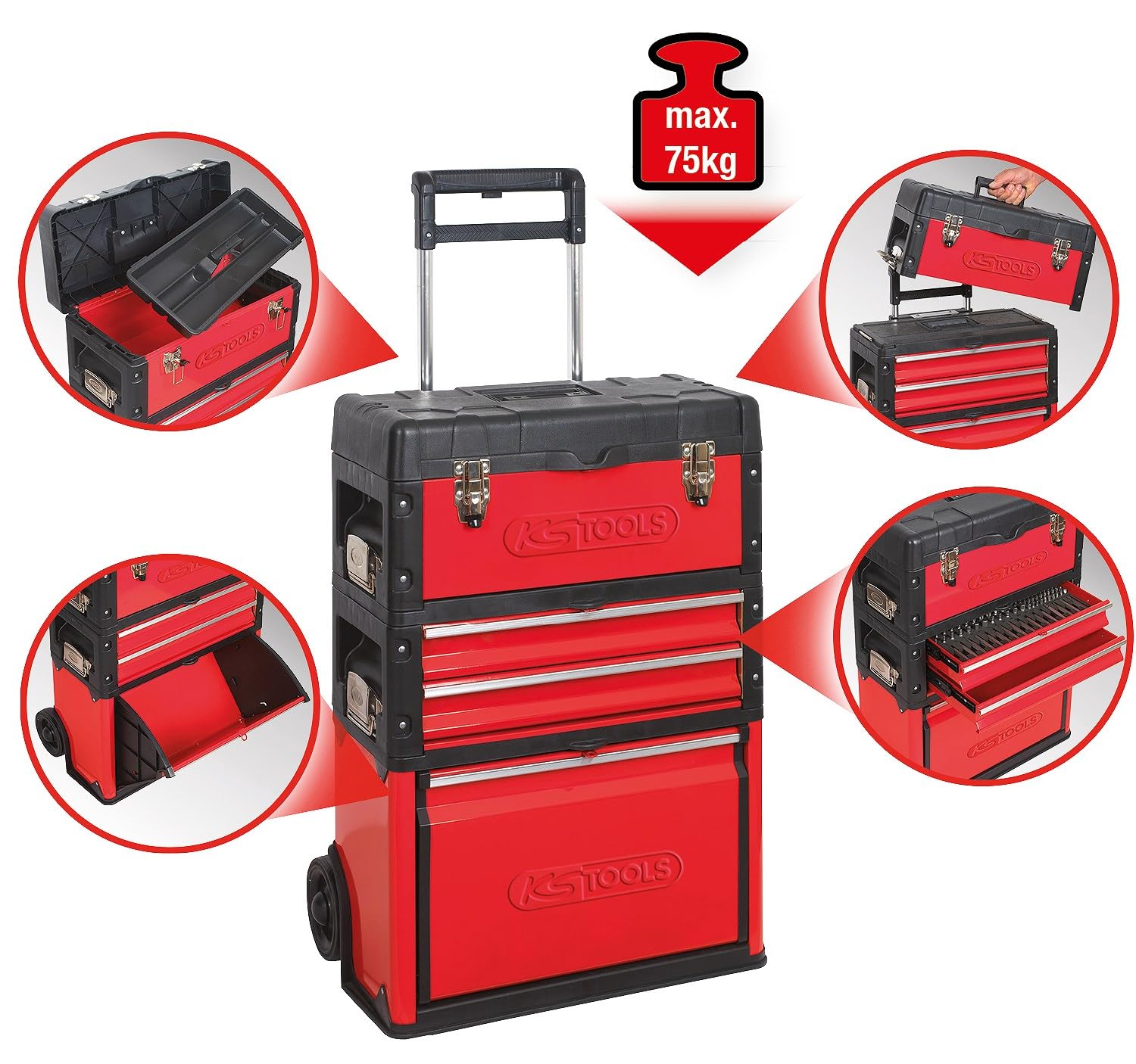 KS Tools 850.0340 Servante d’Atelier Mobile en Bi-Matière - Desserte | Servante mobile bi-matière, rangement atelier