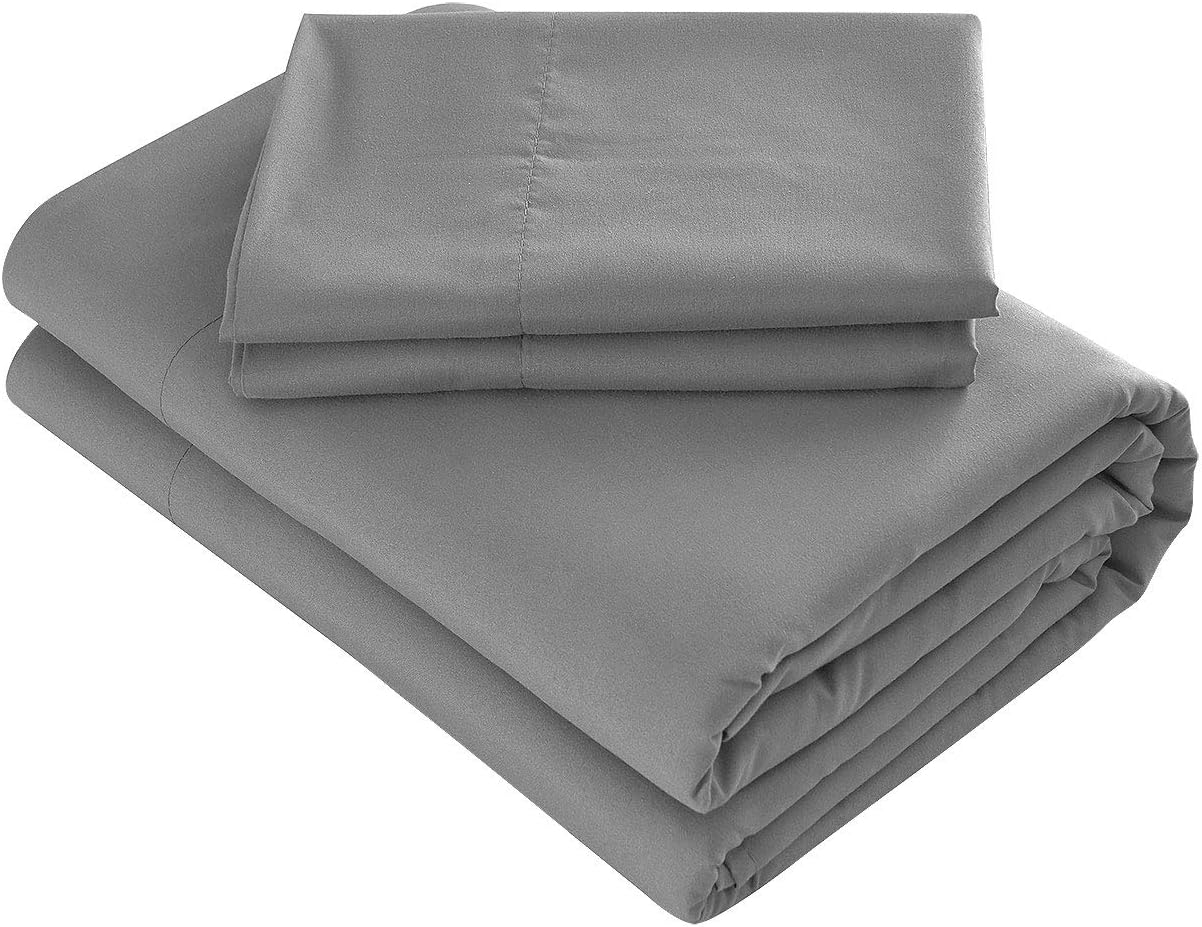 Prime Bedding Bed Sheets - 3 Piece Twin Sheets, Deep Pocket Fitted Sheet, Flat Sheet, Pillow Case - Dark Gray