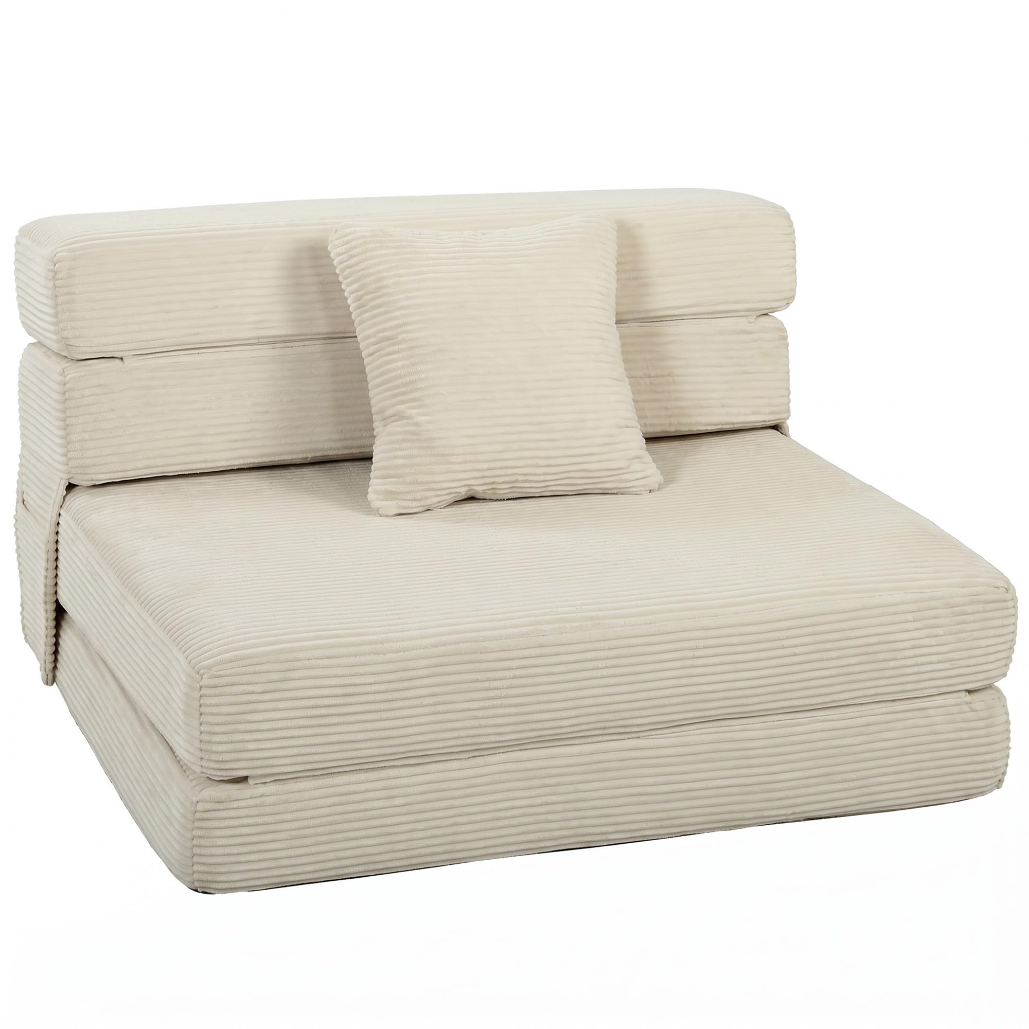 HOMCOM 2-in-1 Divano Letto Pieghevole Chaise Singolo 100 cm Crema