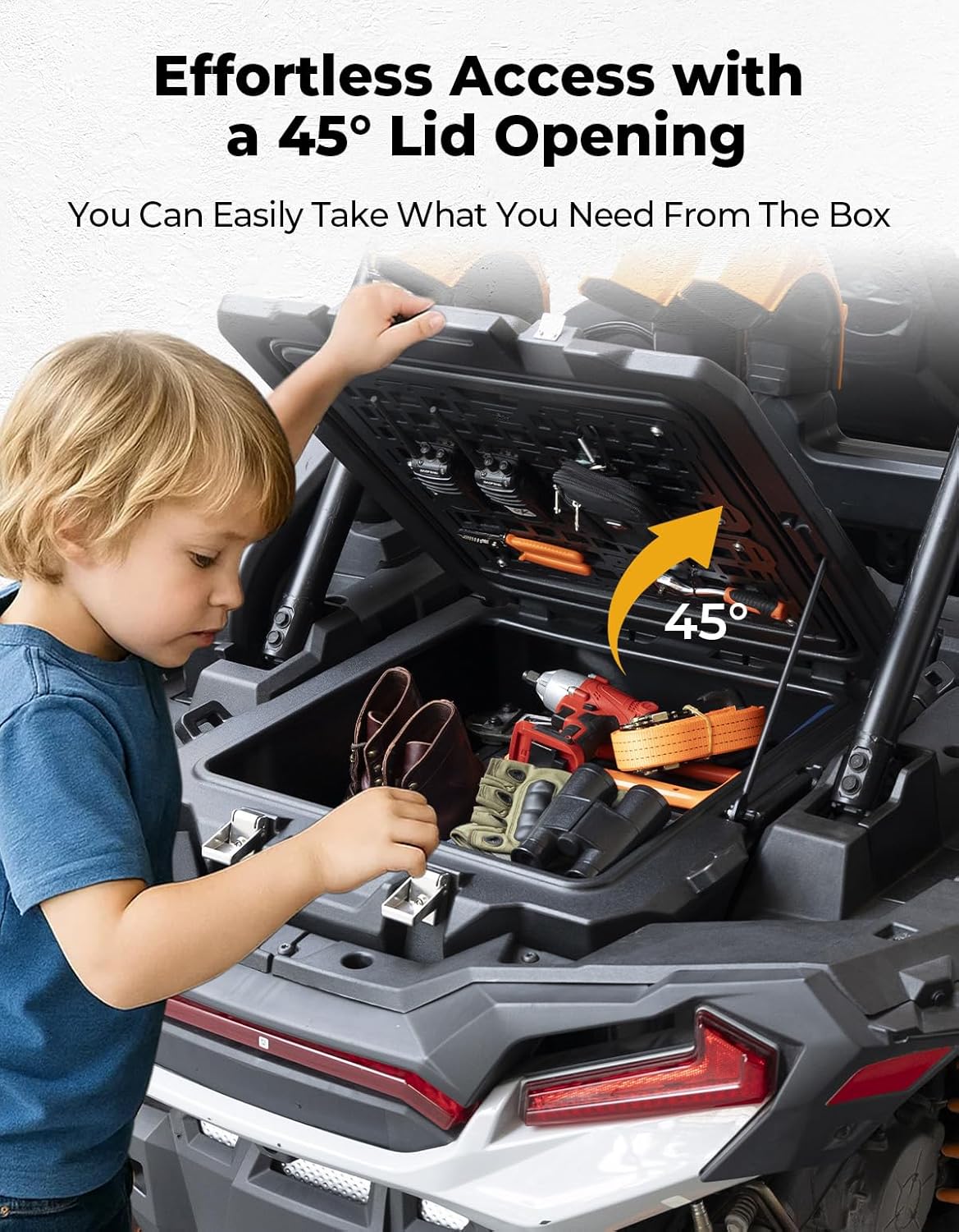 KEMIMOTO 100L (26.4 Gallons) UTV Rear Cargo Storage Box Compatible with 2014-2023 Polaris RZR XP1000 / XP4 1000, Featuring a Tactical Panel and Bed Storage Container