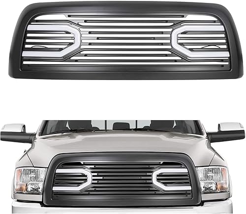 KUAFU Parrilla de parachoques delantero con carcasa de repuesto, luces LED compatibles con Dodge Ram 2010 2011-2018 2500 3500 4500 Big Horn parrilla