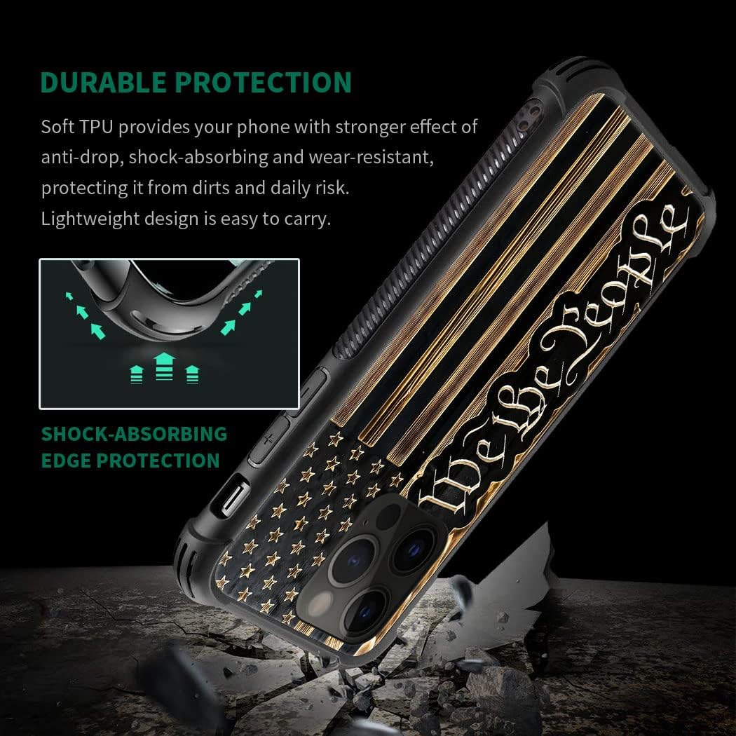 DAIZAG Compatible with iPhone 14 Pro Max Case,All-Round Protection Shockproof Anti-Scratches TPU Cover,Cases for Man Woman-We The People USA Flag Wood Grain American Flag - Image 3