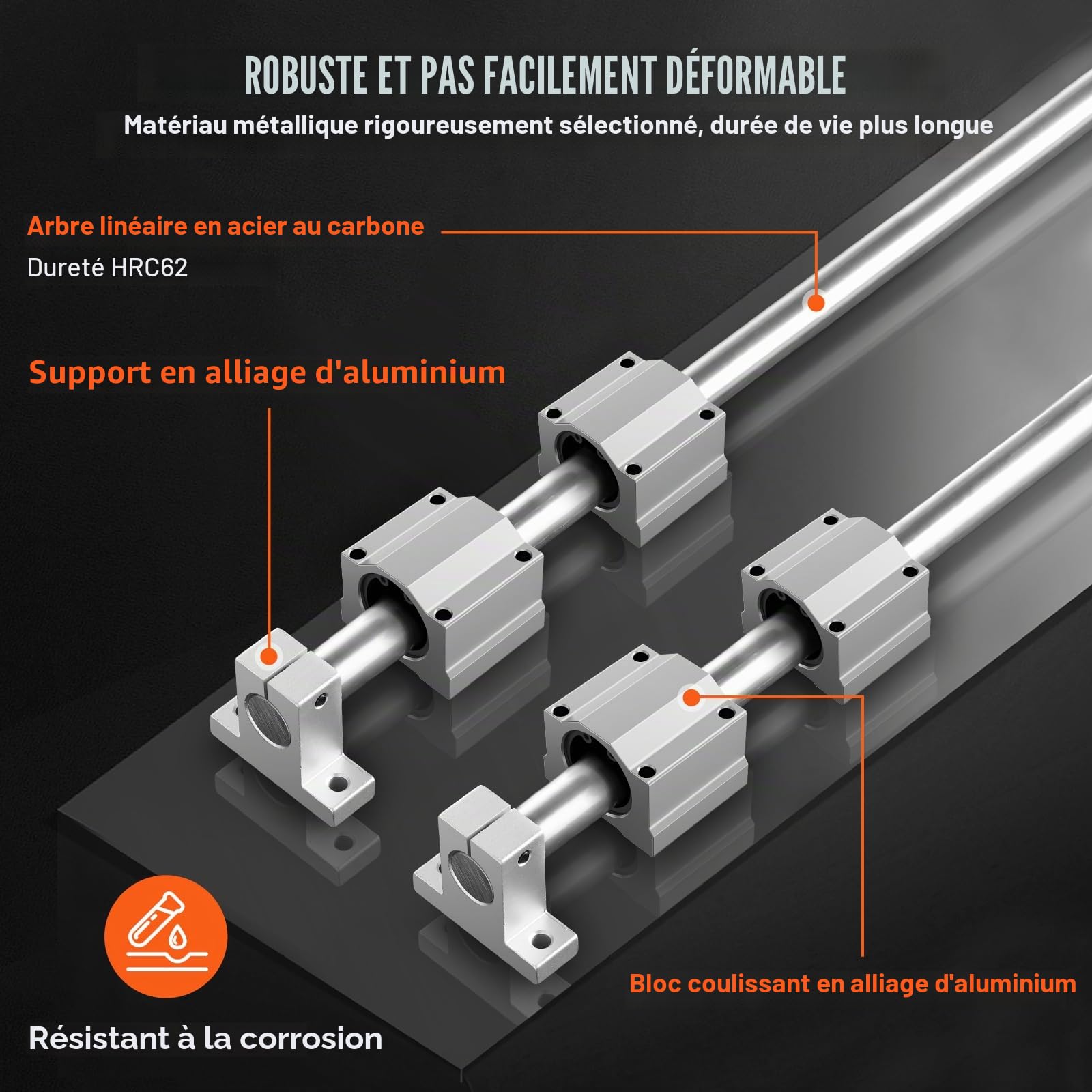 VEVOR Ensemble de rails de guidage linéaire, SFC20 1200 mm, 2 rails de guidage SFC20 39,4 po/1000 mm, 4 blocs coulissants SC20, 4 supports de rail, rails linéaires et kit de roulements pour machines a