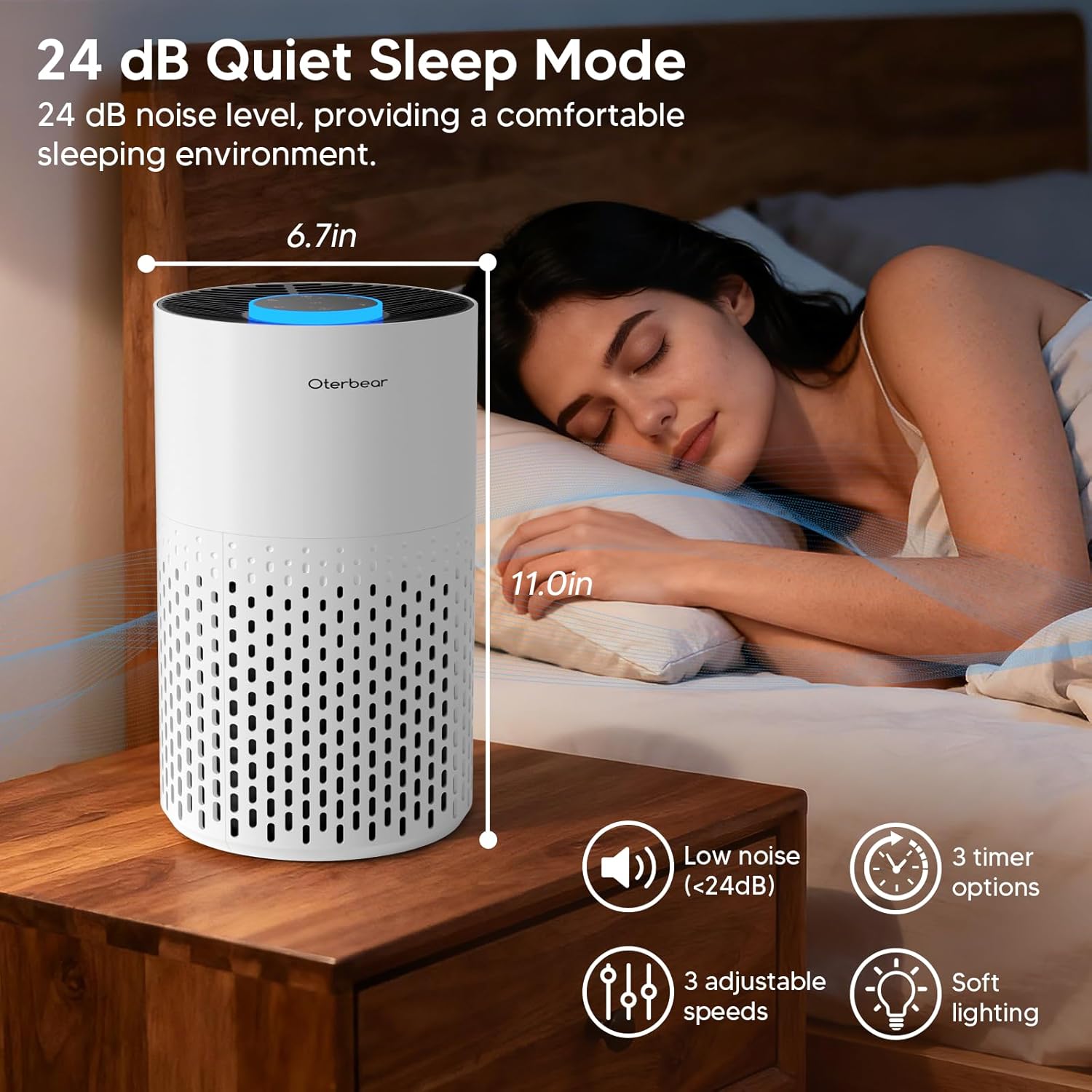 Air Purifiers for Home Bedroom Up to 1250 Ft² - H14 HEPA Air Purifier with Aroma & Sleep Mode - 24dB Small Room Air Purifier for Allergies, Smoke, Dust, Pollen, Pet Dander,4000B,White - Image 7