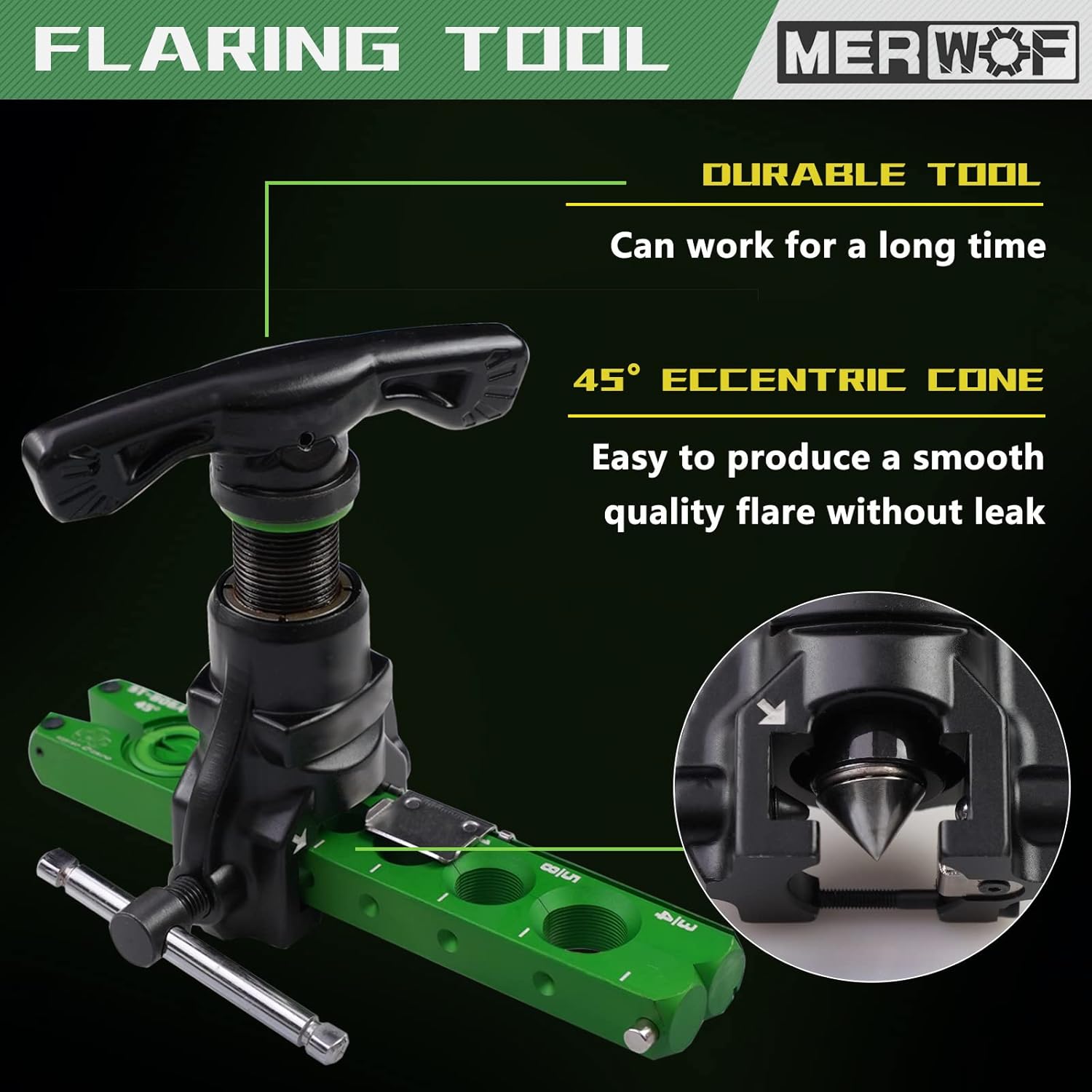 Flaring Tool for 1/4'' - 3/4'', 45 Degree Eccentric Cone Type Flaring Kit for Copper Aluminum Pipe