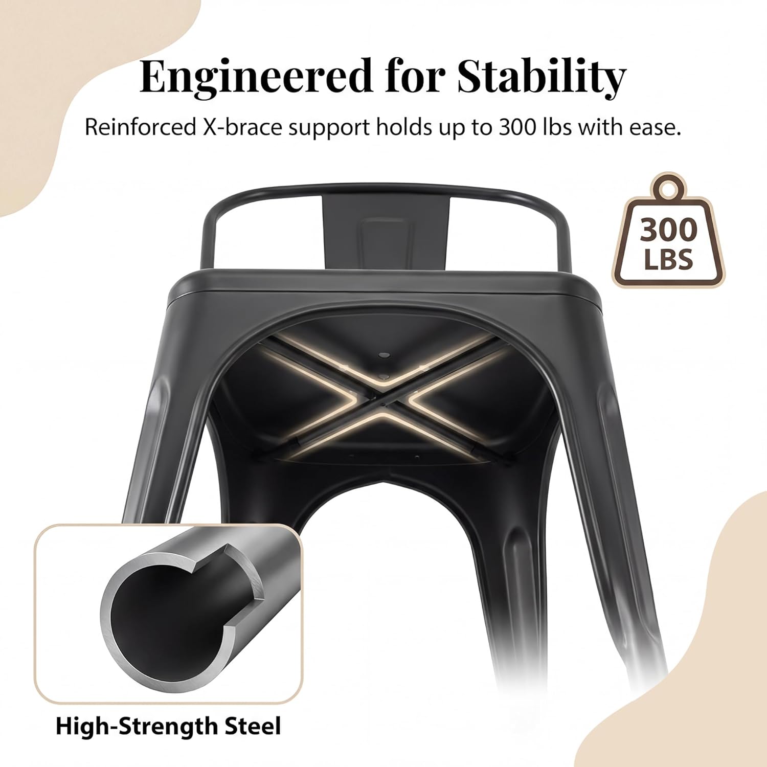 Devoko Metal Dining Chair Set of 4, 18 Inch Seat Height Chair, Stackable Classic Trattoria Metal Chairs 300 Weight Capacity for Indoor Outdoor Home Kitchen Patio Cafe Restaurant Use