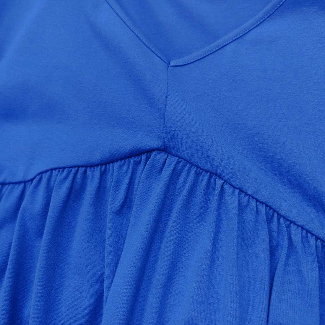 Jayscreate Women's Baby Doll Dress Summer Casual Tunic Pleated Flowy Swing Short Sleeve Black V Neck Mini Dress - Image 5