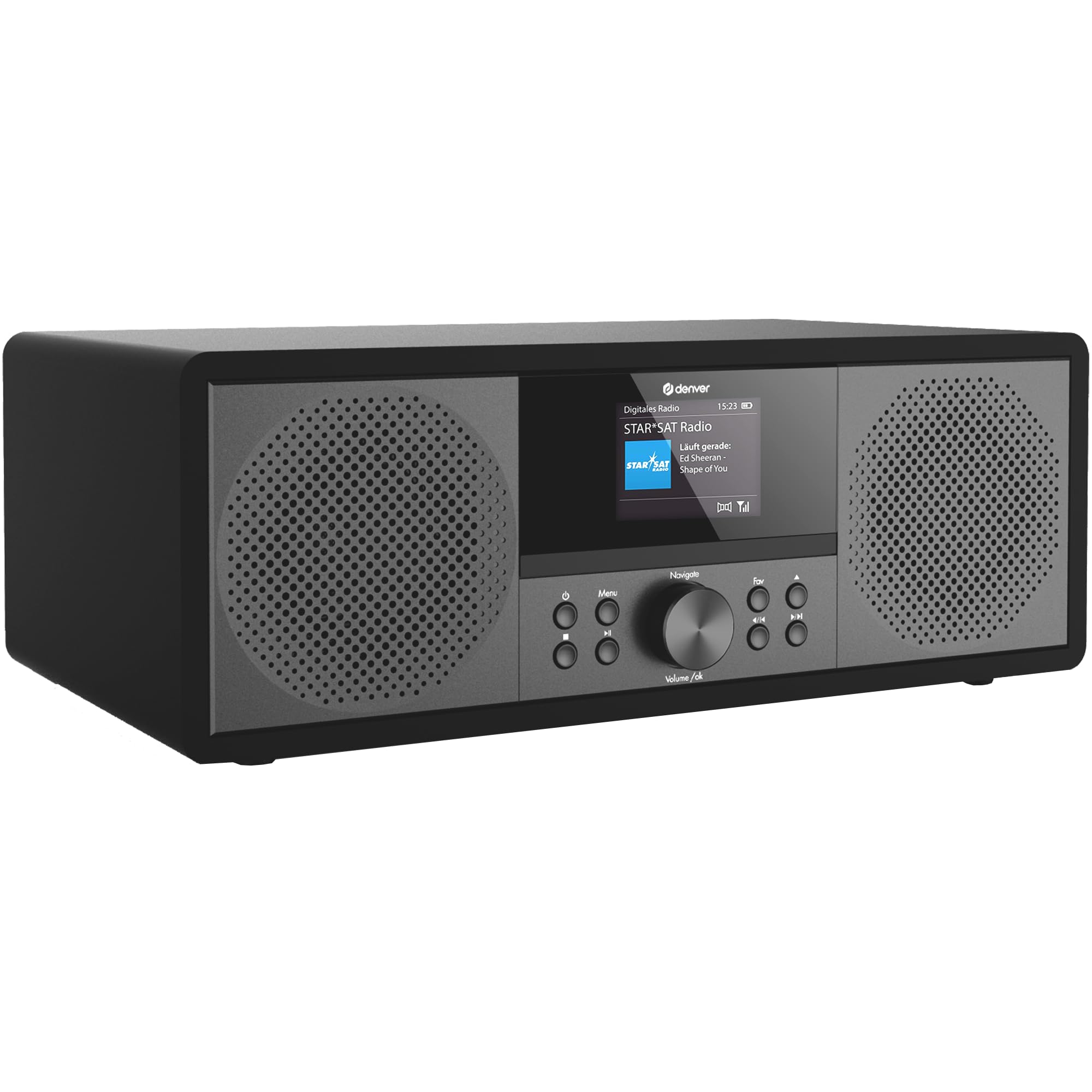 Denver Mir‑270B Black Hi-Fi Microphone System – Internet Radio, CD, Dab+ & FM, Bluetooth 5.0, Wi‑FI, USB, AUX – 2×100W Max / 2×10W RMS – 2.4 Inch Colour Display (Black)