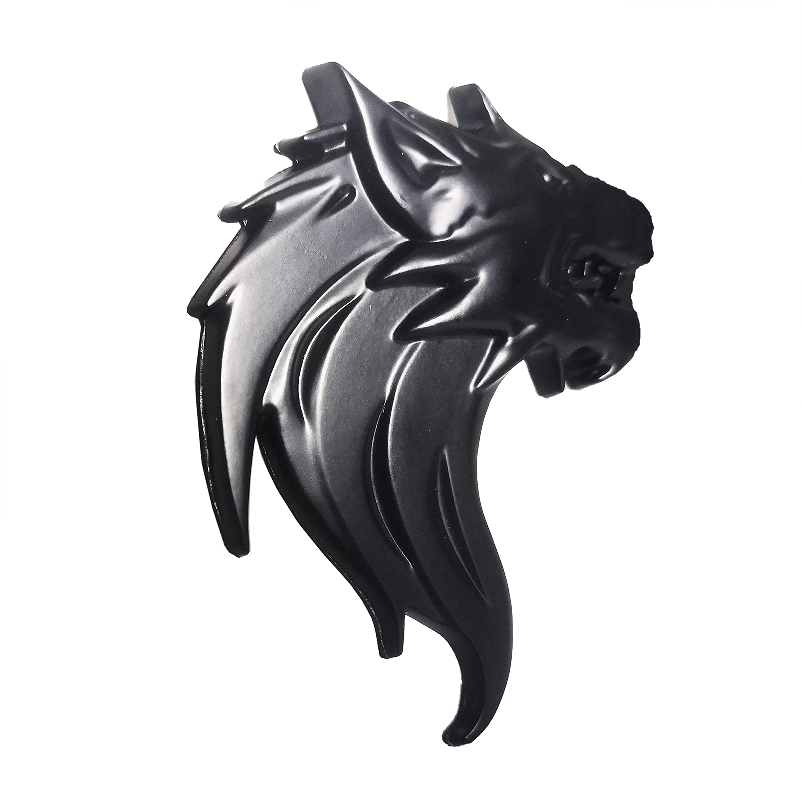 Schwarz Wolf Kopf Emblem Wolfskopf Abzeichen Aufkleber Kompatibel mit Autos und Motorrädern 2 Stück Links und Rechts Metall