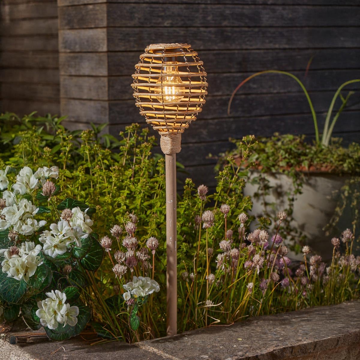 Smart Solar Lumina Faux Rattan Stake Light, Natural - 70cm