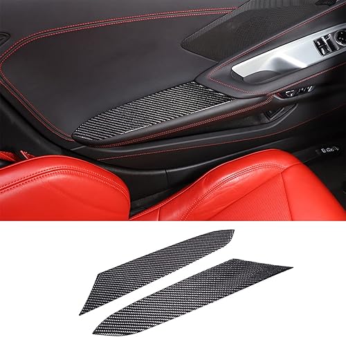 Fgtagtal Cubierta de fibra de carbono suave para reposabrazos de puerta interior compatible con Chevrolet Corvette C8 Stingray 2020-2024, calcomanía