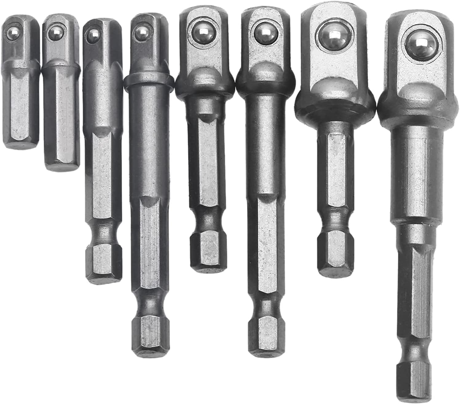 1/4" 3/8" 1/2" Hex Shank Impact Driver Adapter Quick Change Drill Extension Bit Set Socket to Drill Adapter 8Pcs