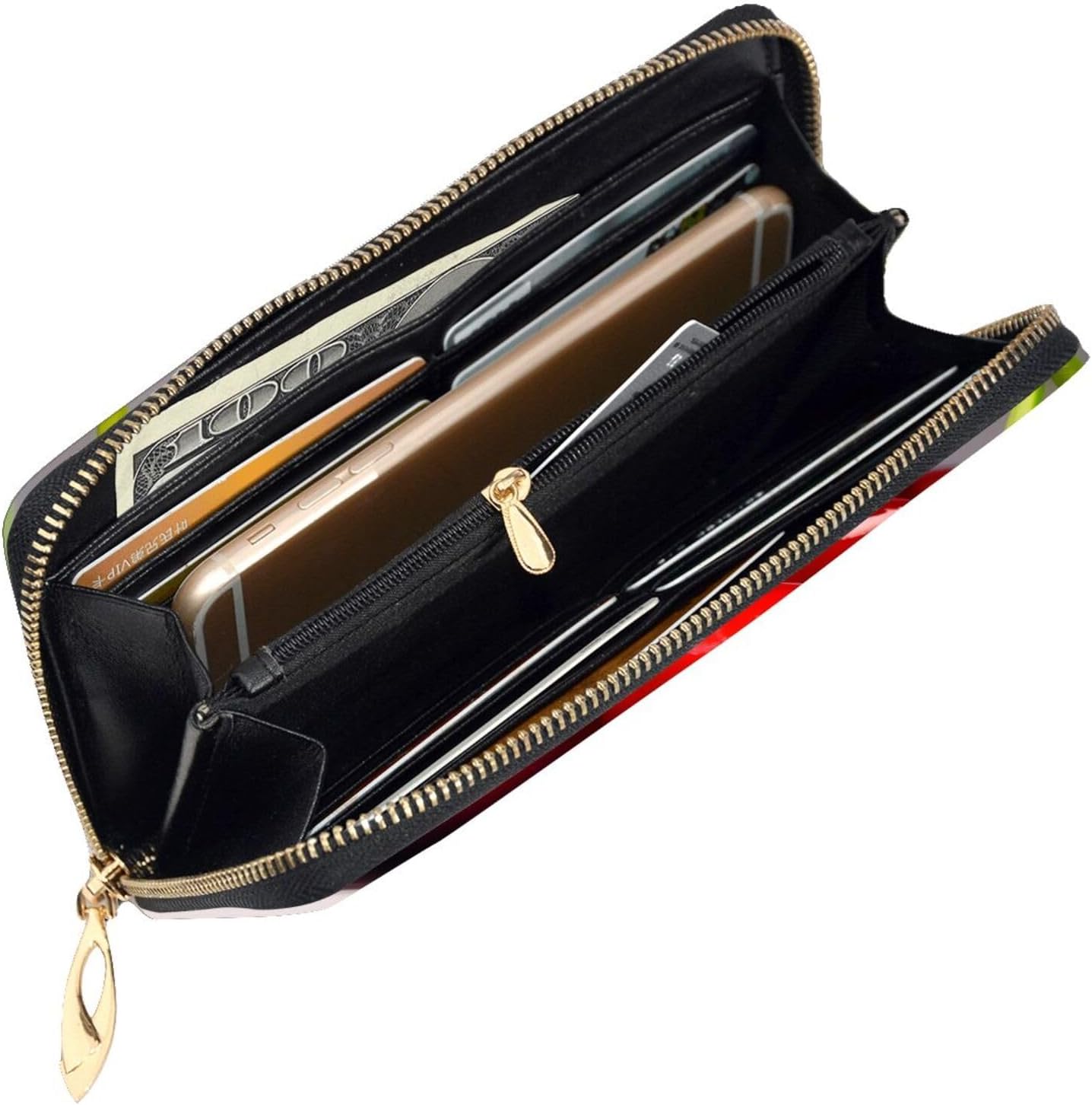 Chilean cherries Women's wallet, clutch wallet, with zipper, large capacity.