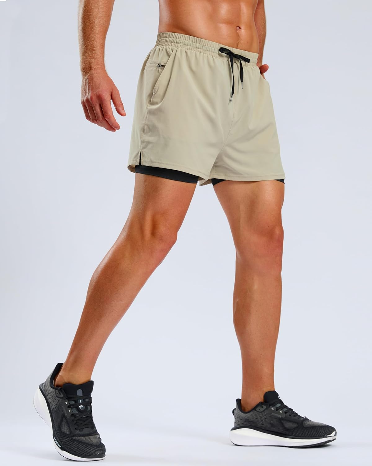 Pudolla Men's 2 in 1 Workout Running Shorts 5" Quick Dry Lined Gym Shorts Athletic with 4 Pockets for Men Tennis Training - Image 3